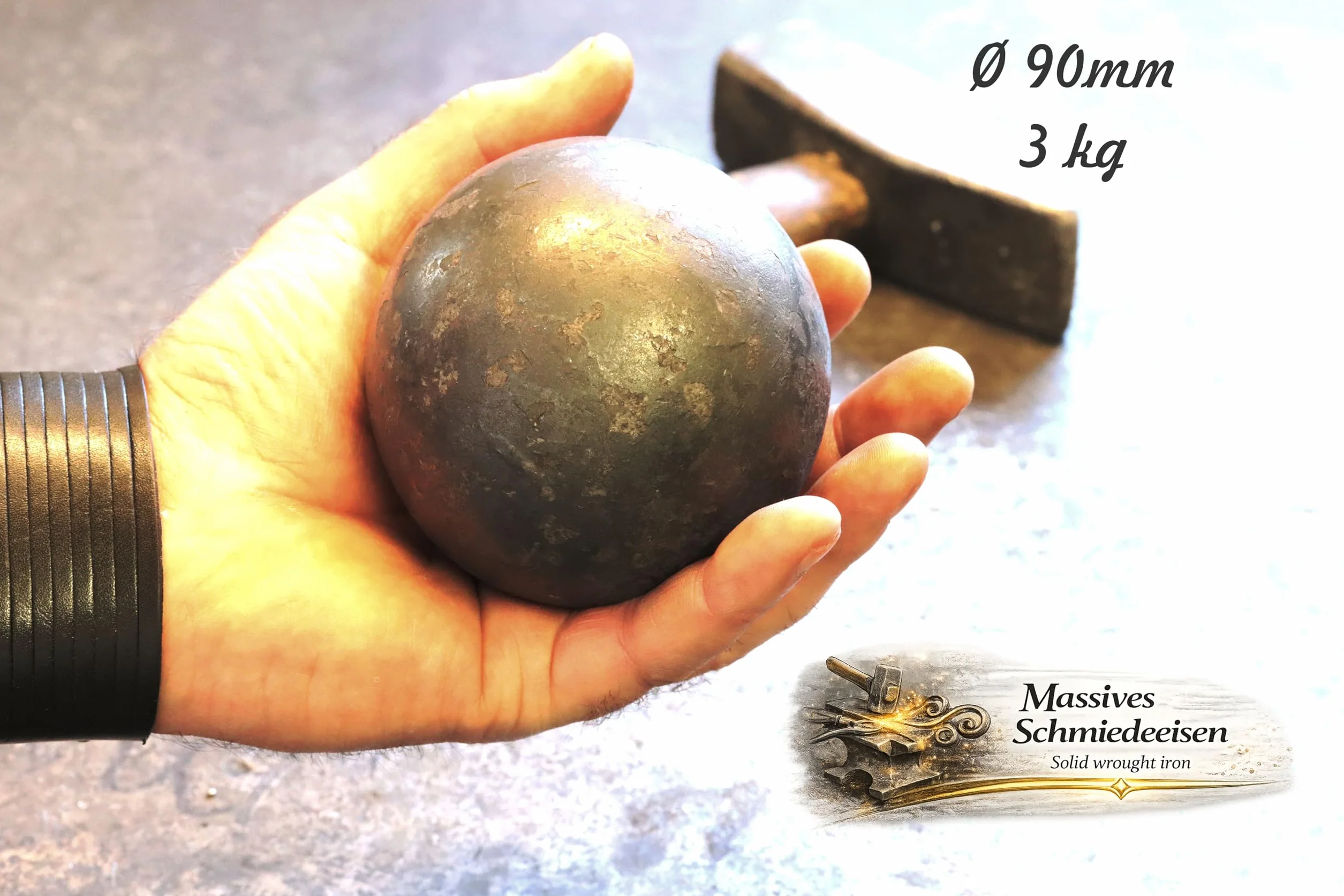 Żelazna kula pełna stalowa Ø 90 mm do ogrodzenia