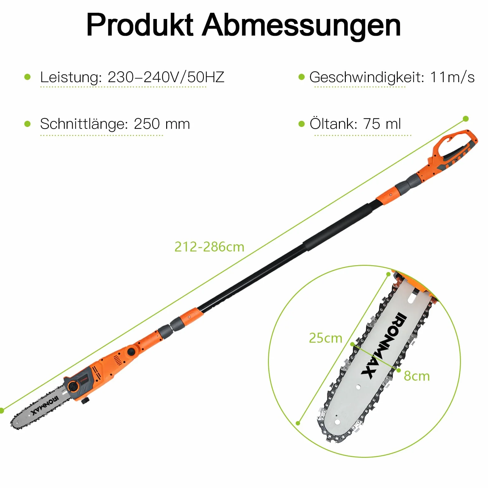 GOPLUS sekator elektryczny piła łańcuchowa 750 W 25 cm 286 cm