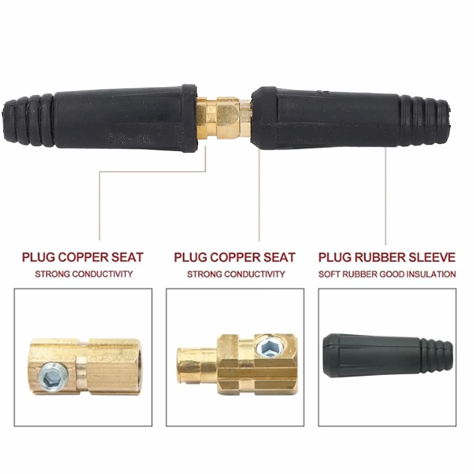 Alomejor Złącze Kabla Spawalniczego Niezawodne Szybkozłącze do Kabli 200-300 Amp 35-50 Mm Kwadratowych, Bezpieczne Połączenie dla Użytkowników Spawarek łukowych Argonem