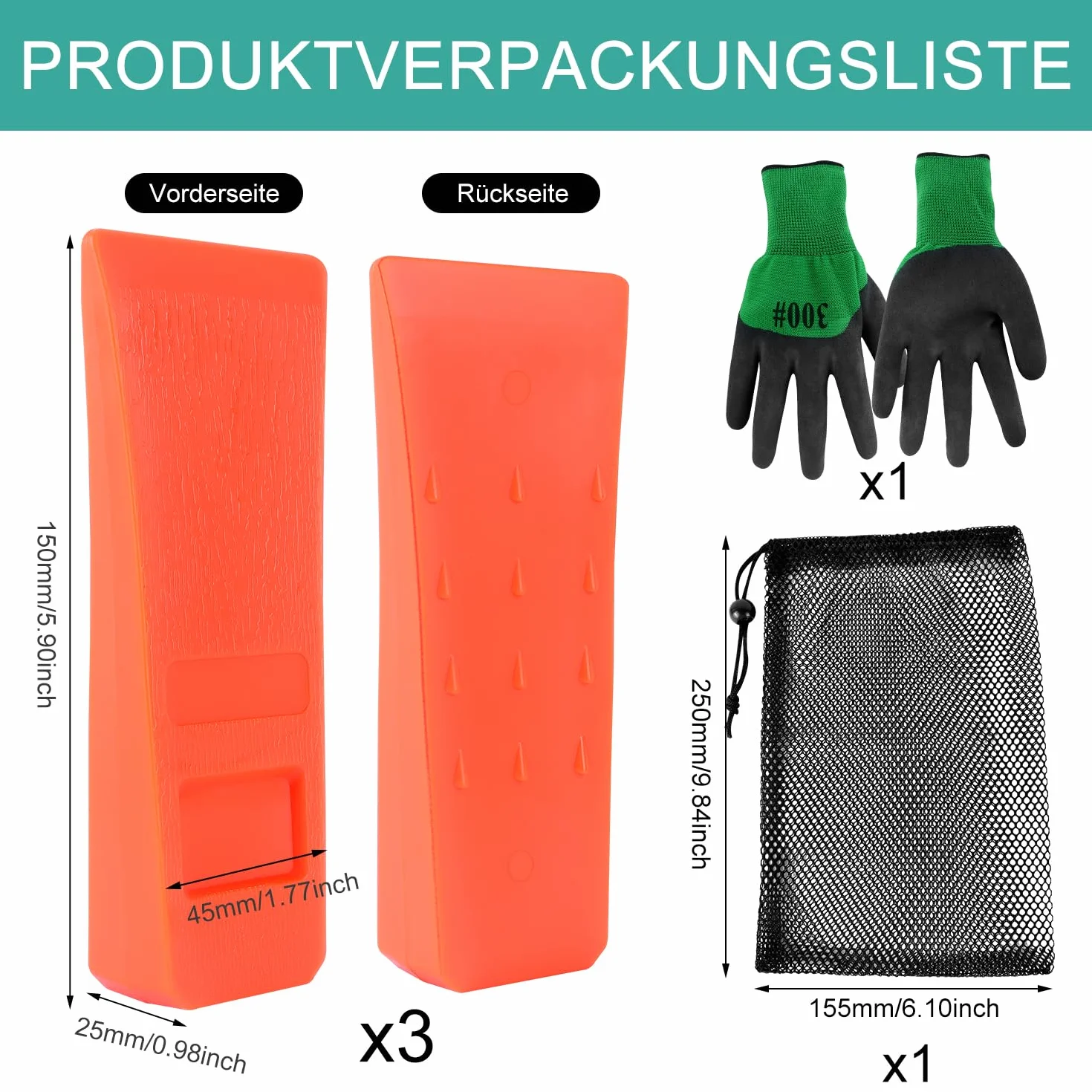 Plastikowe kliny ścinające bezpieczne 3 szt. Plastikowe kliny łańcuchowe 6 cali kliny do cięcia drzew wielokrotnego użytku i trwałe do kontrolowanego ścinania drzew