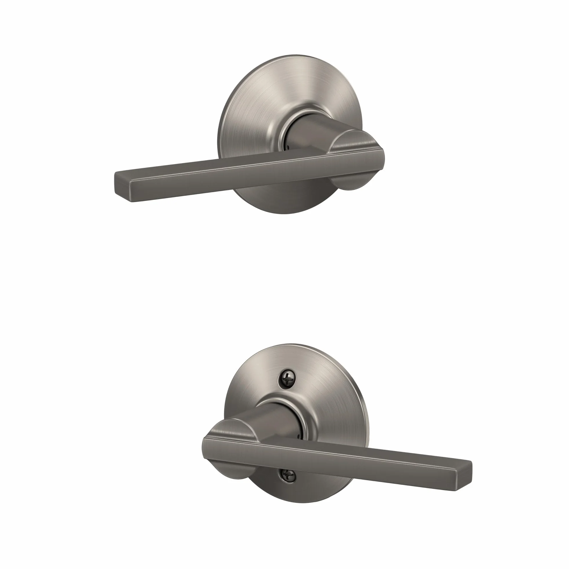 Schlage F10 LAT 619 Latitude Door Lever, Hall & Closet Passage Lock, Satin Nickel