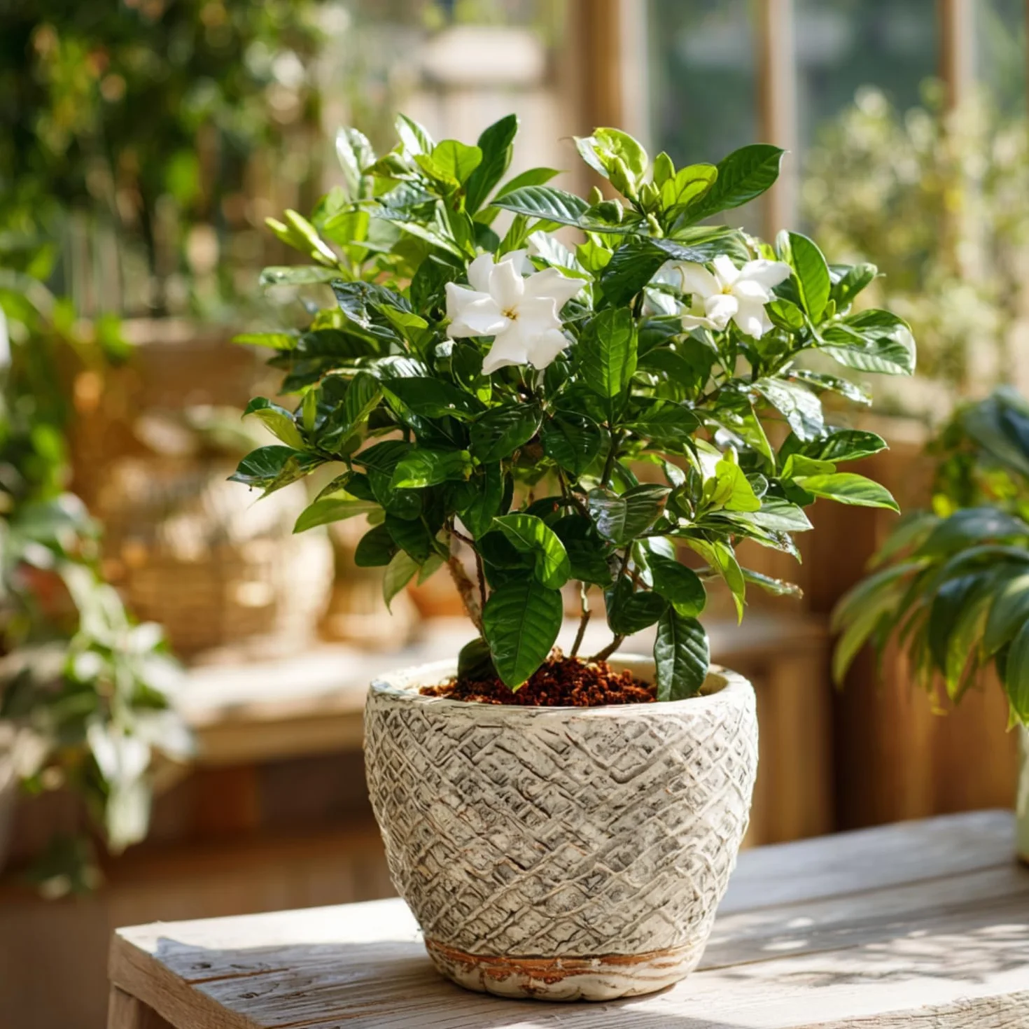 Gardenia Jaśminowata Zestaw 2 sztuk Roślina domowa Doniczka 13cm Wysokość 20-30cm