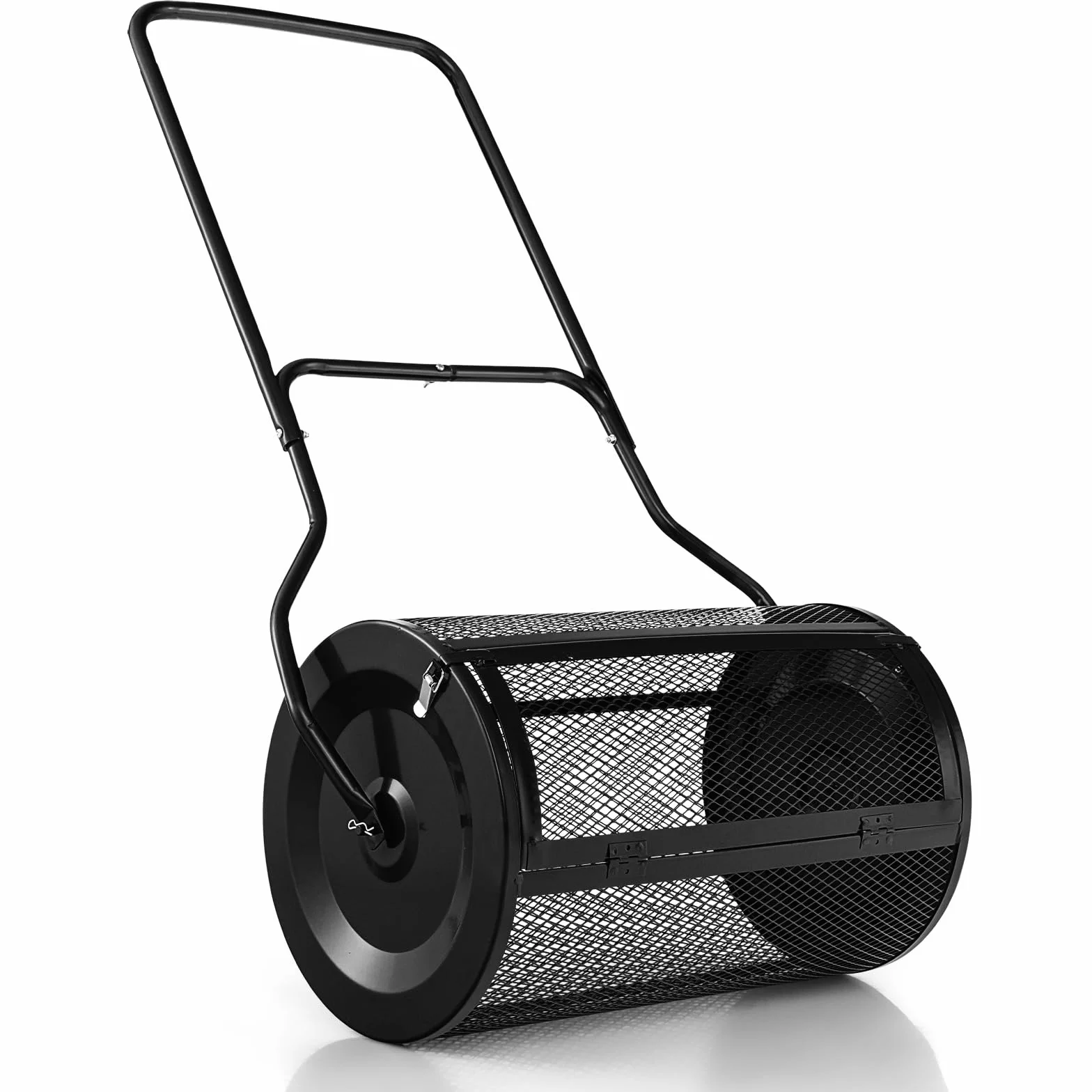 COSTWAY Ogrodowy rozrzutnik do kompostu 80 l metalowy walec kratownicowy zielony