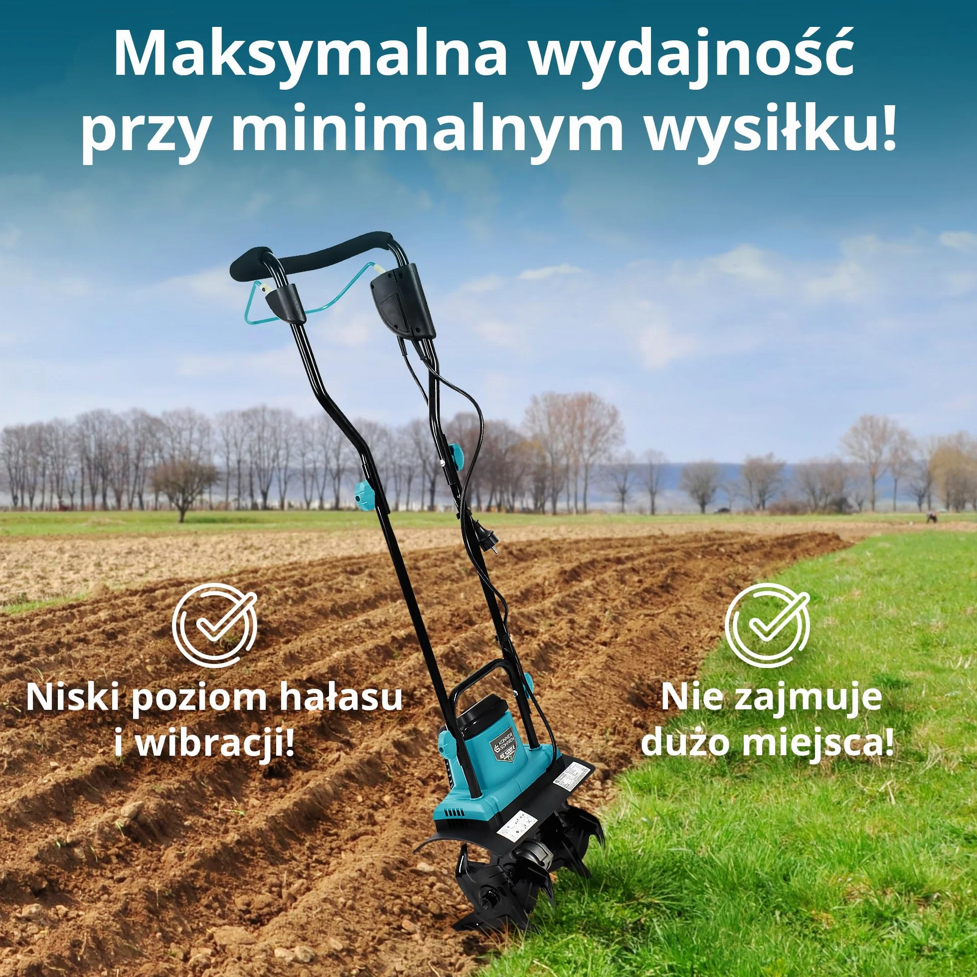 Könner & Söhnen KS 1000T E Glebogryzarka elektryczna, mocne metalowe frezy, szerokość/głębokość robocza 36/22 cm, 1000 W, 230 V, 8 kg, kultywator do podwórek, rabat kwiatowych i ogrodowych