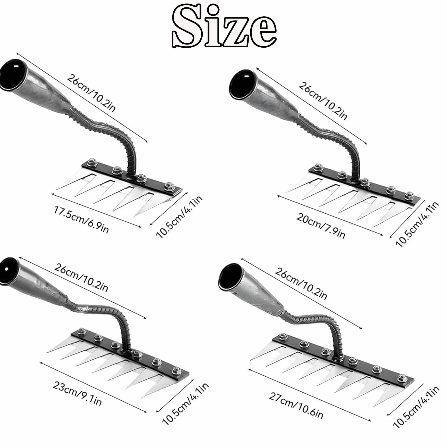 Carbon Steel Garden Rake Heavy Duty 8 Teeth Weeding Rake Lawn Leveling Scarifying Rake