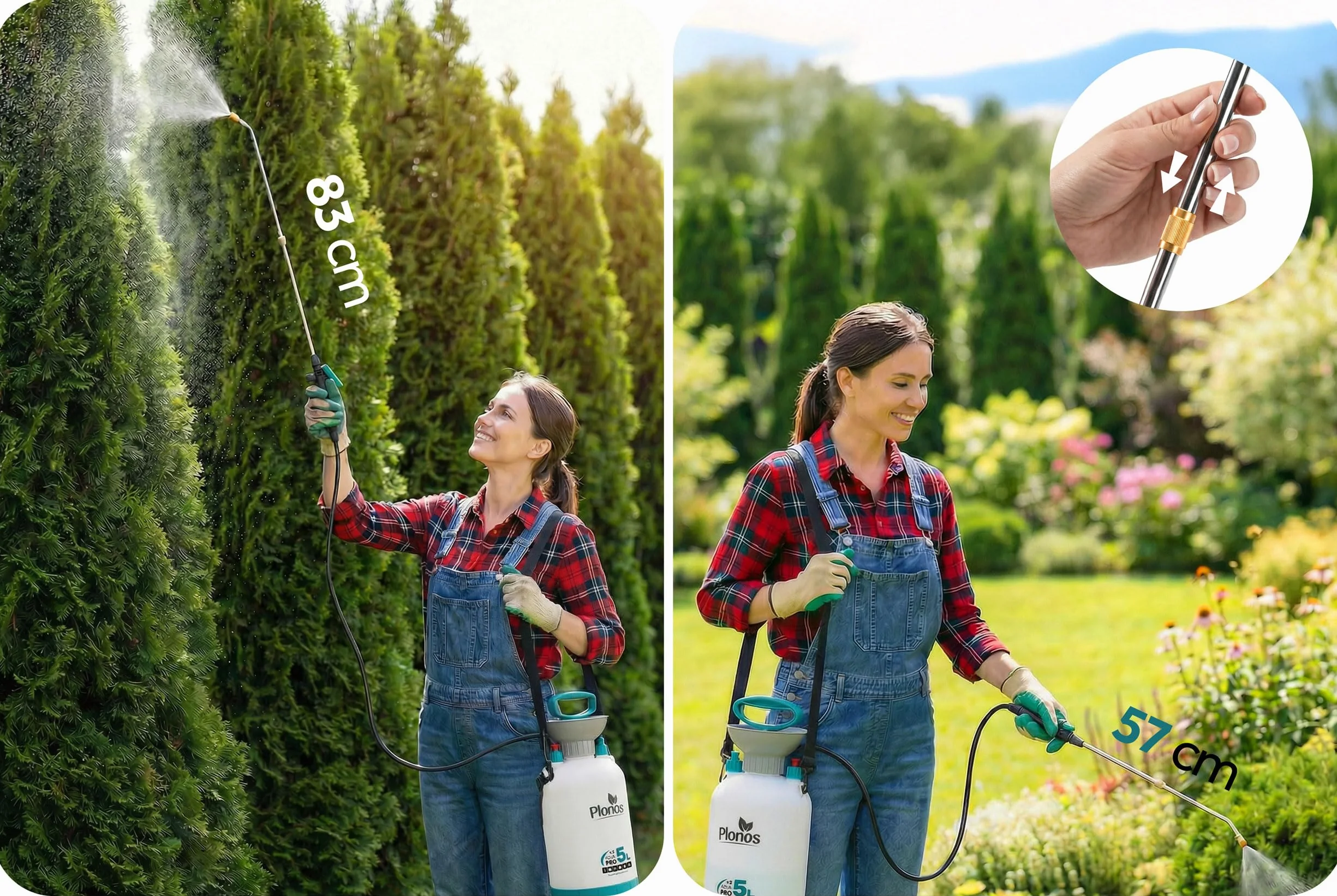 Aqua Pro Opryskiwacz Ciśnieniowy Ogrodowy 5 l Mosiężna Dysza Regulowana Lanca Stal Nierdzewna 83 cm