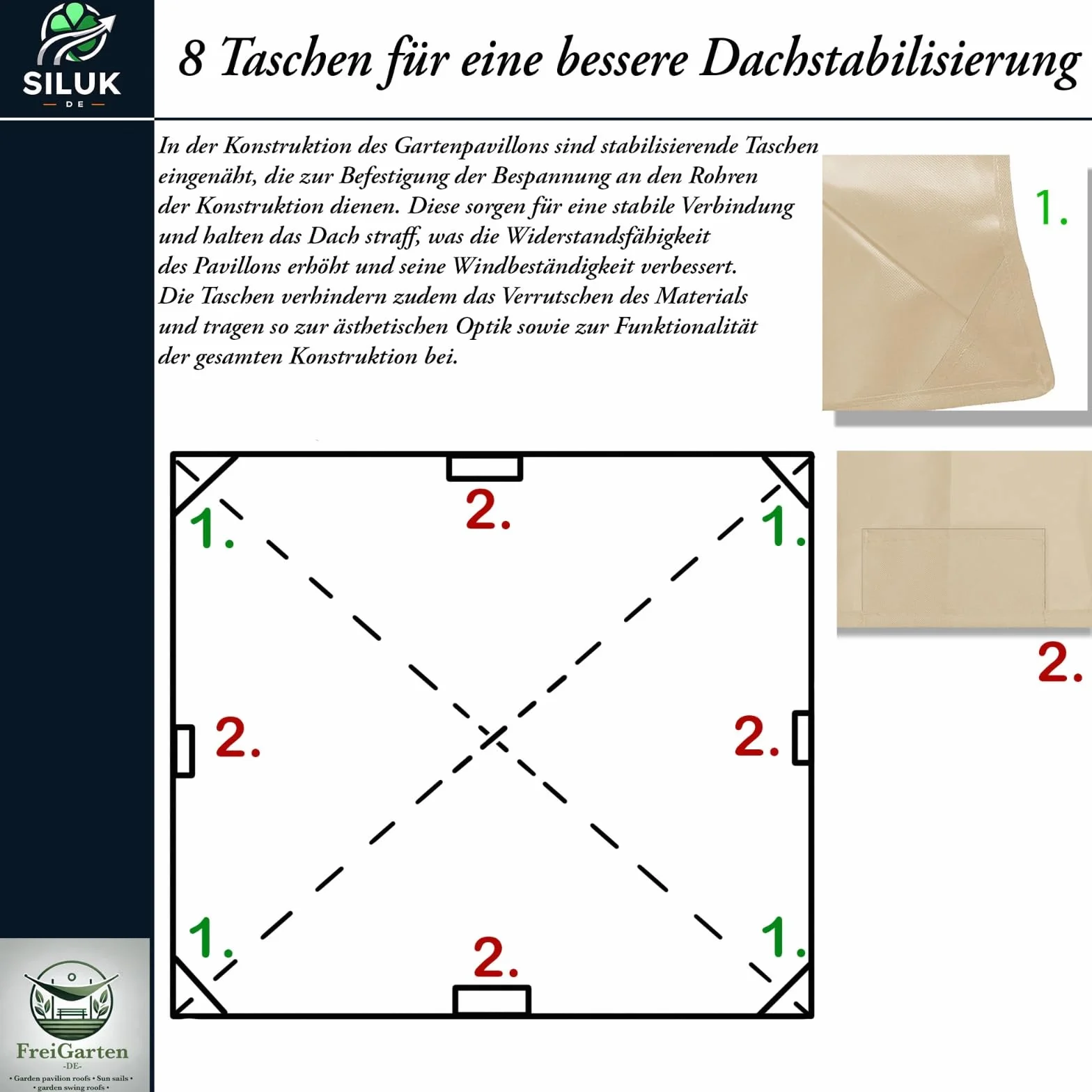 Dach zapasowy do pawilonu, 3 x 3 m, piaskowy, antyczny, wodoszczelny, materiał: Panama PCV Soft 370 g/m², bardzo mocny, model 3 (beżowy)