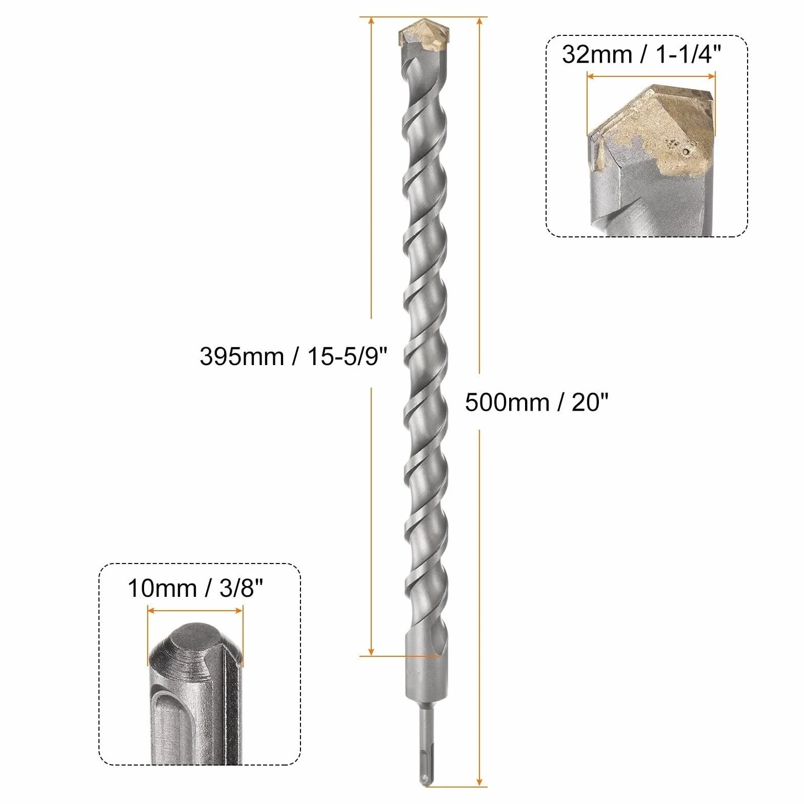 1 szt. 500 mm Bardzo długi młot udarowy Wiertło murarskie, Dia12-35 mm Końcówka z węglika spiekanego Wiertło betonowe SDS-Plus Wiertła udarowe do muru Beton Cegła Kamień Bloki cementowe(28mm)