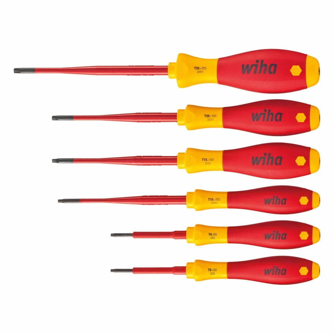 Wiha Zestaw wkrętaków SoftFinish slimFix 6-częściowy, zestaw wkrętaków VDE, izolowany 10 000 V, Torx z otworem