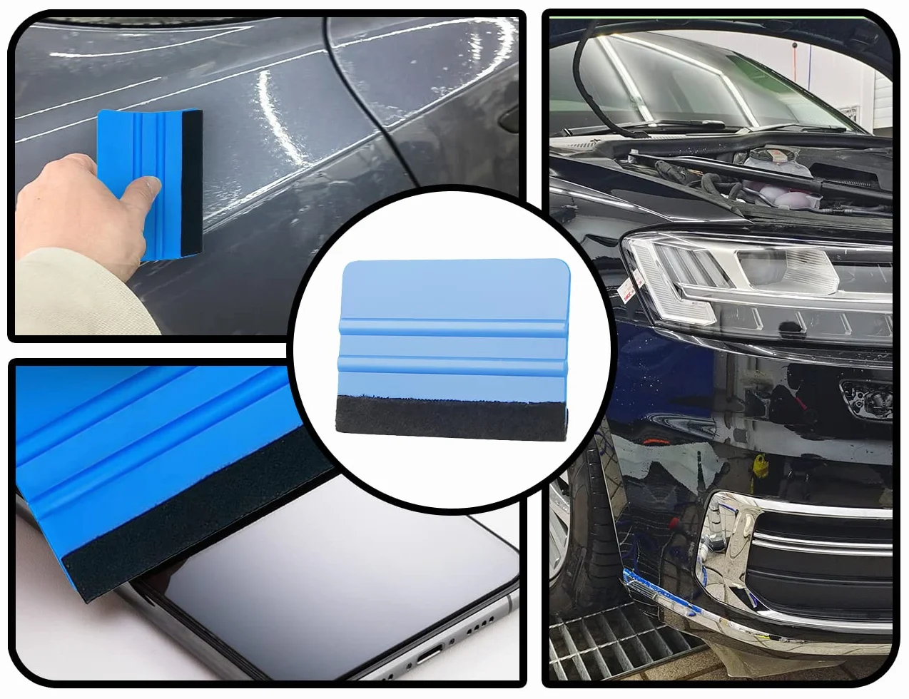 ZoeTekway plastikowy rakiel do folii z filcową krawędzią, narzędzie do foliowania, rakiel do folii do przyciemniania szyb, foliowanie samochodowe (dostawa zawiera wymienny wkład z włókniny)