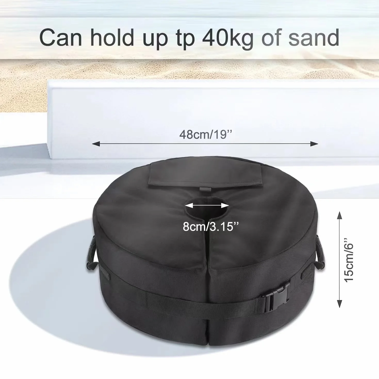 Flagest Podstawa Parasola Ogrodowego Z Regulacją Średnicy 40 kg Okrągły Parasol Przeciwsłoneczny Patio Beach