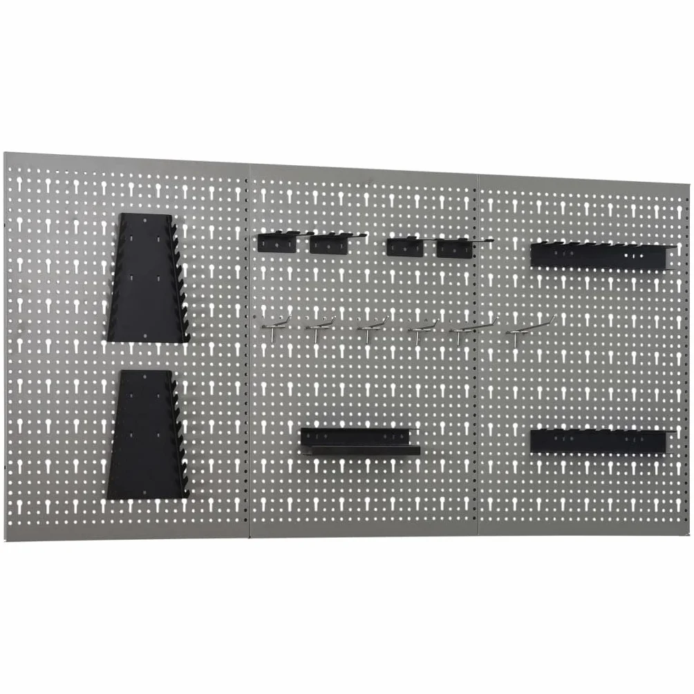 Ścianka narzędziowa ze stali, 3 sztuki, 40 × 58 cm, perforowana ściana perforowana z wszechstronnymi uchwytami, do warsztatu, garażu, stołu warsztatowego, oszczędzające miejsce przechowywanie i