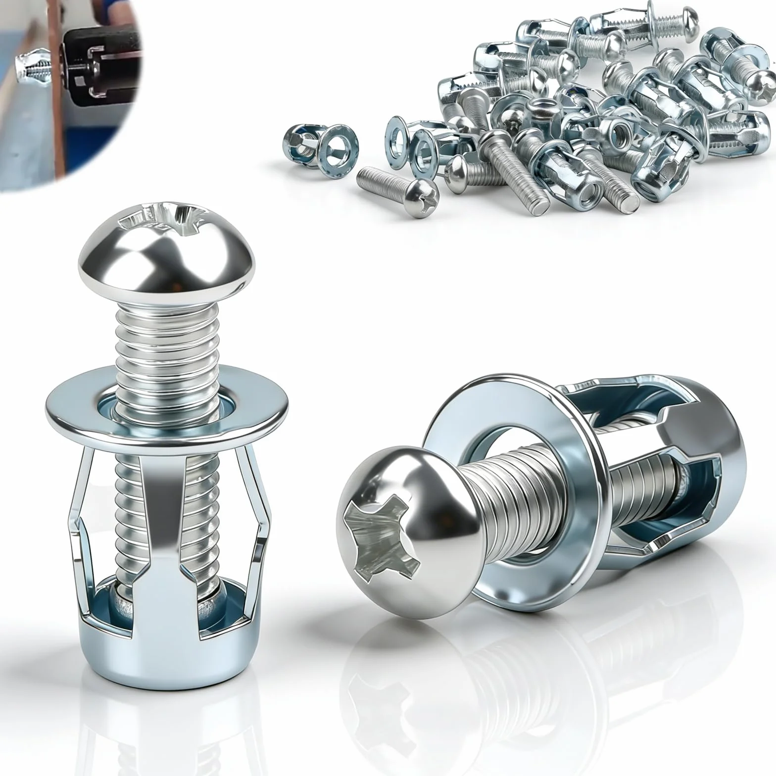 Metalowy kołek rozporowy M4 x 20 mm, 30 szt. metalowych kotw, rowki Jack Nuts, kołki rozporowe, cienkie mocowania, do drzwi pustych, ścian, cienka blacha żelazna
