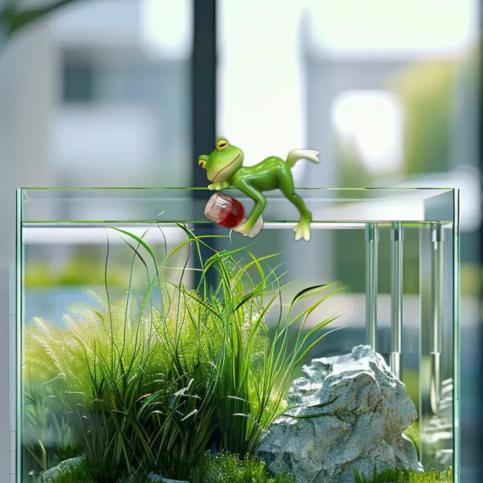 Wisząca figurka żaby z kieliszkiem do wina dekoracja doniczkowa do ogrodu