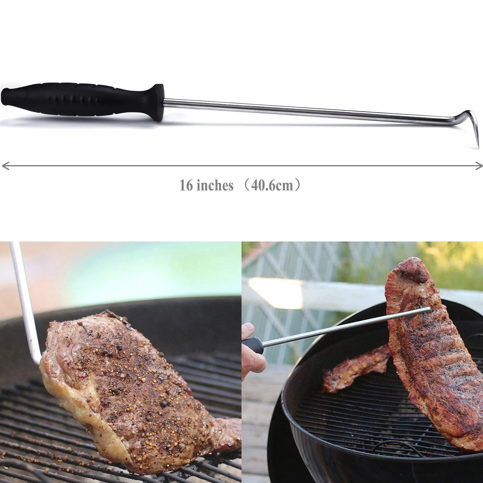 MSY BIGSUNNY Świnia Ogon Flipper, Stal nierdzewna grill hak do mięsa, 40 cm
