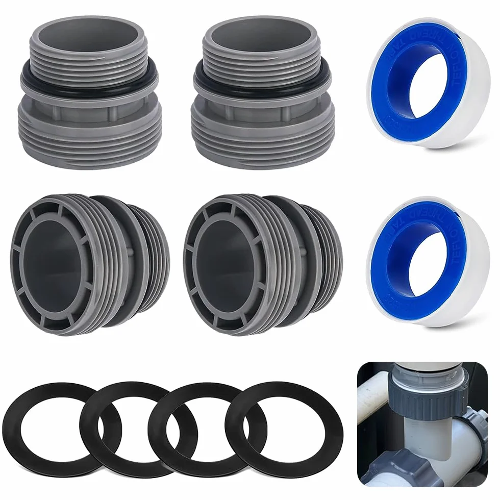 Adapter do węża basenowego Intex 40 mm na 1 1/2" z uszczelką i taśmą PTFE