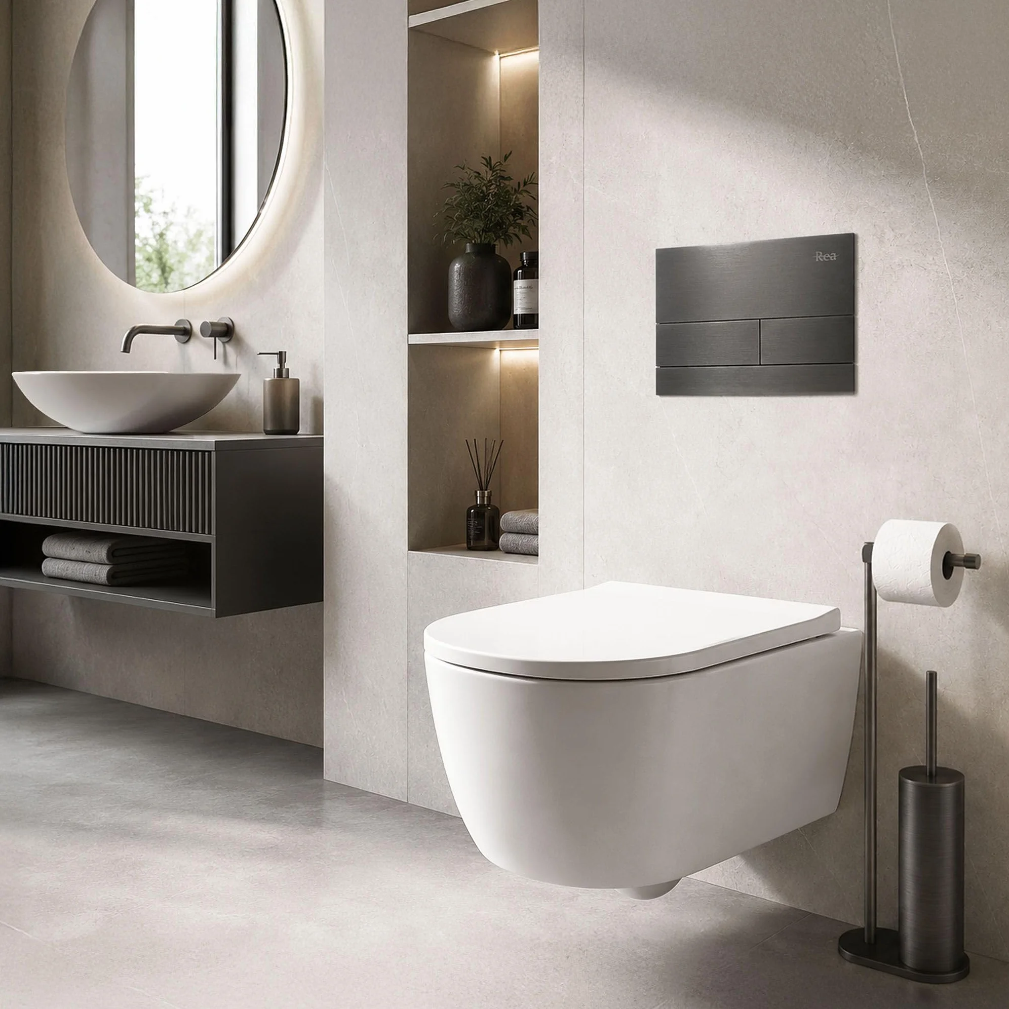 Rea - Przycisk Typu T Do Stelaża Podtynkowego Wc K011a-q I Slim 024n Tytan - 3,5x24x15,5 cm