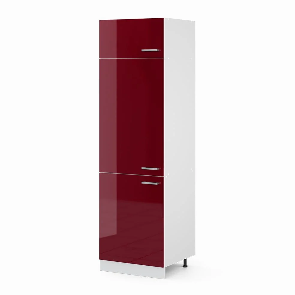 Vicco Front kuchenny "R-Line", Czerwony połysk, 59.6 x 196 cm | front meblowy do szafki pod zabudowę lodówki, adapté aux armoires de cuisine R-Line pour une installation facile