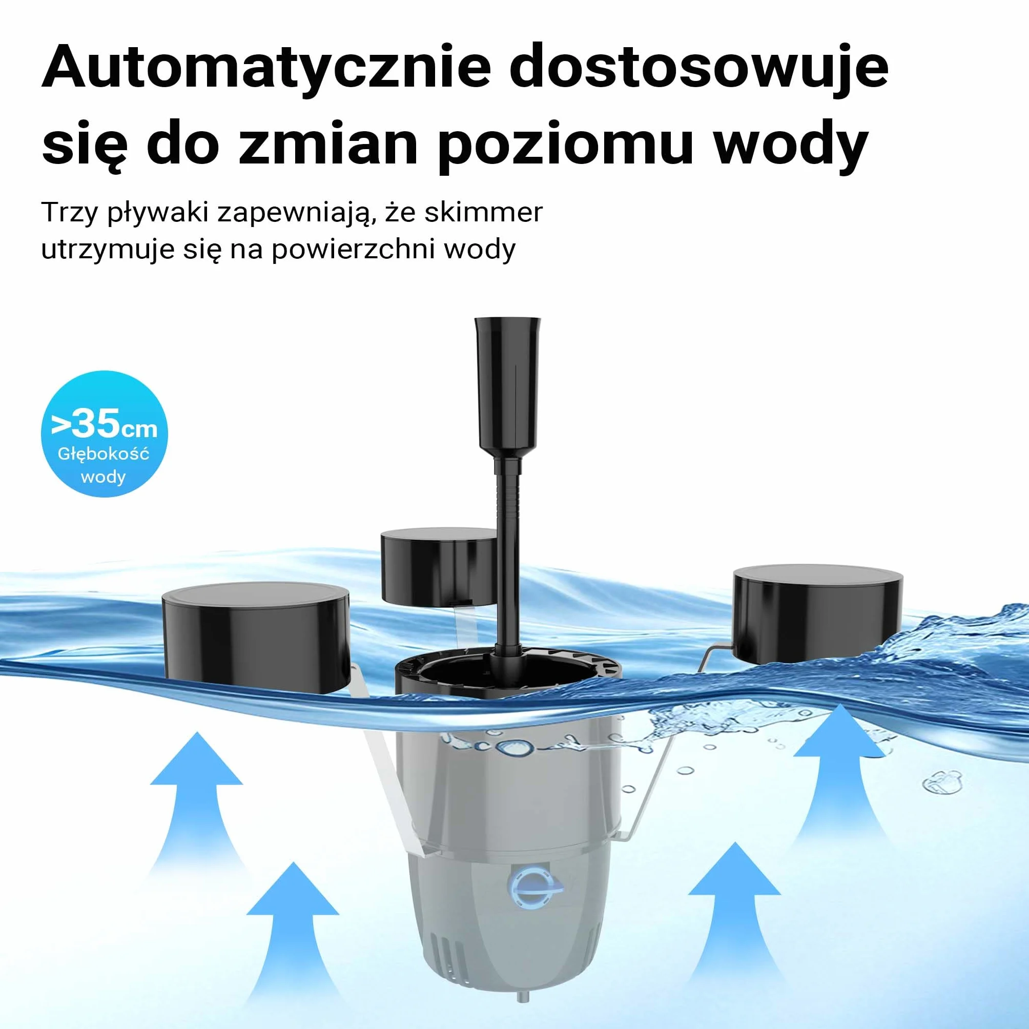 SunSun CSP-250 Skimmer pływający do stawów 40 m² 2500 l/h 45 W z fontanną