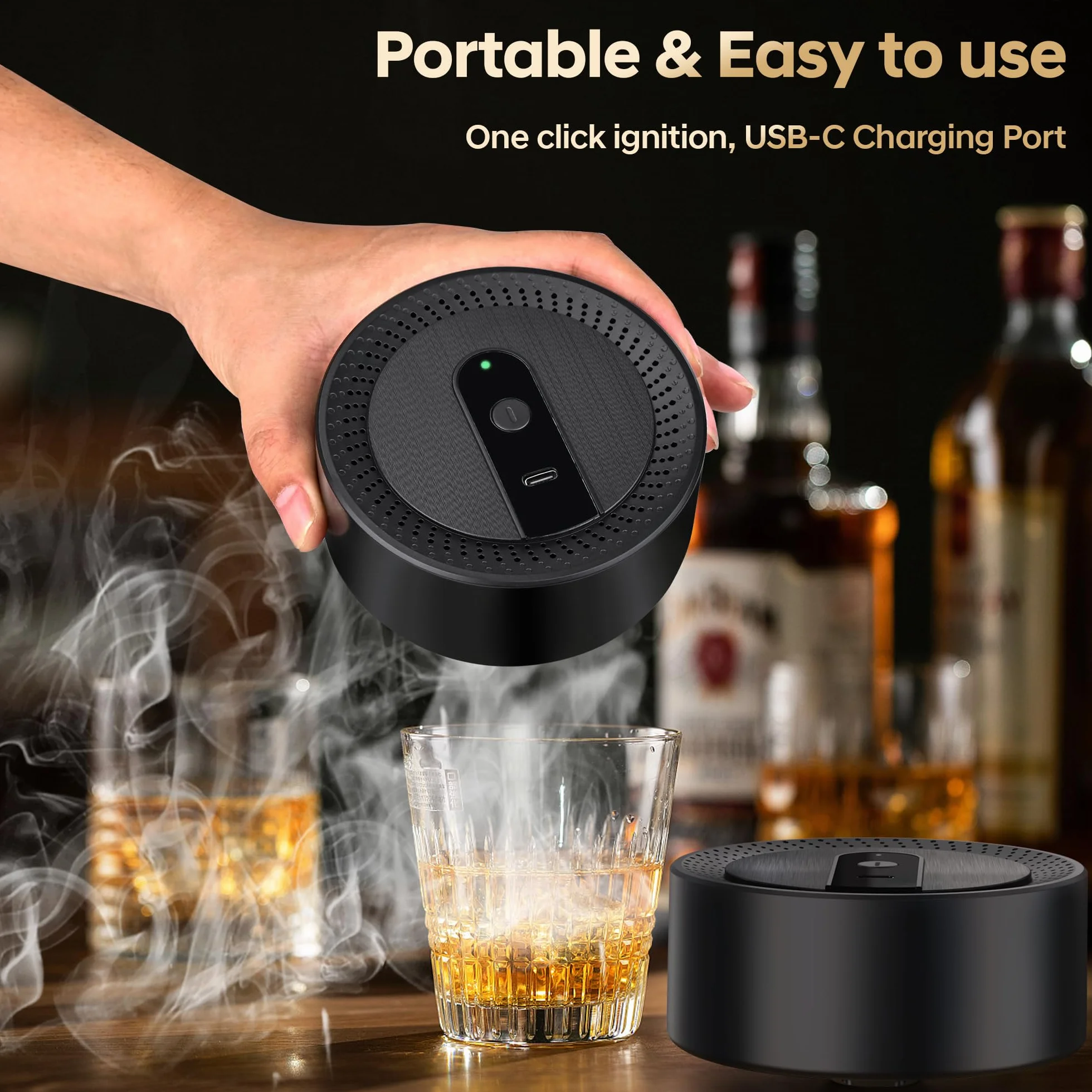 Zestaw do Palenia Whisky Electric z Akumulatorem USB-C, 8 Smaków Wiórków Drzewnych