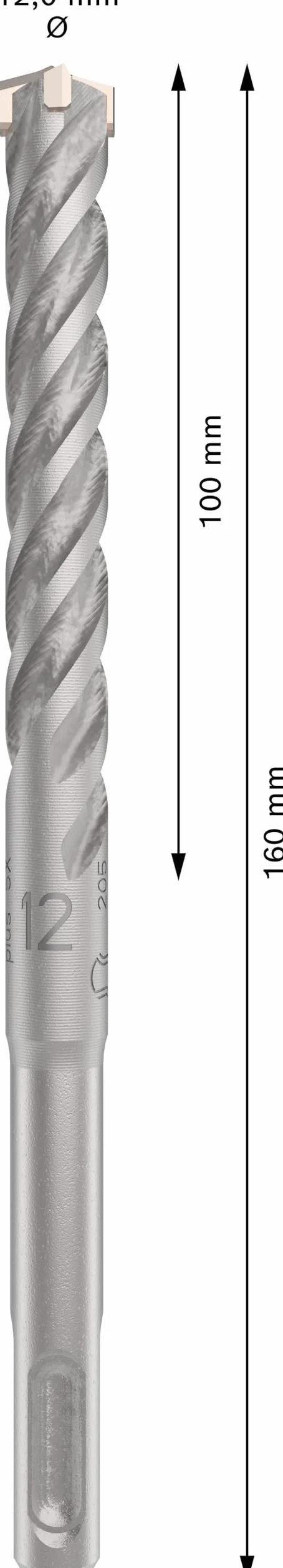Bosch 1x Wiertło PRO SDS plus-5X (do Beton zbrojony, Beton, Ø 12,00 mm, Professional Akcesoria Wiertło do młota)