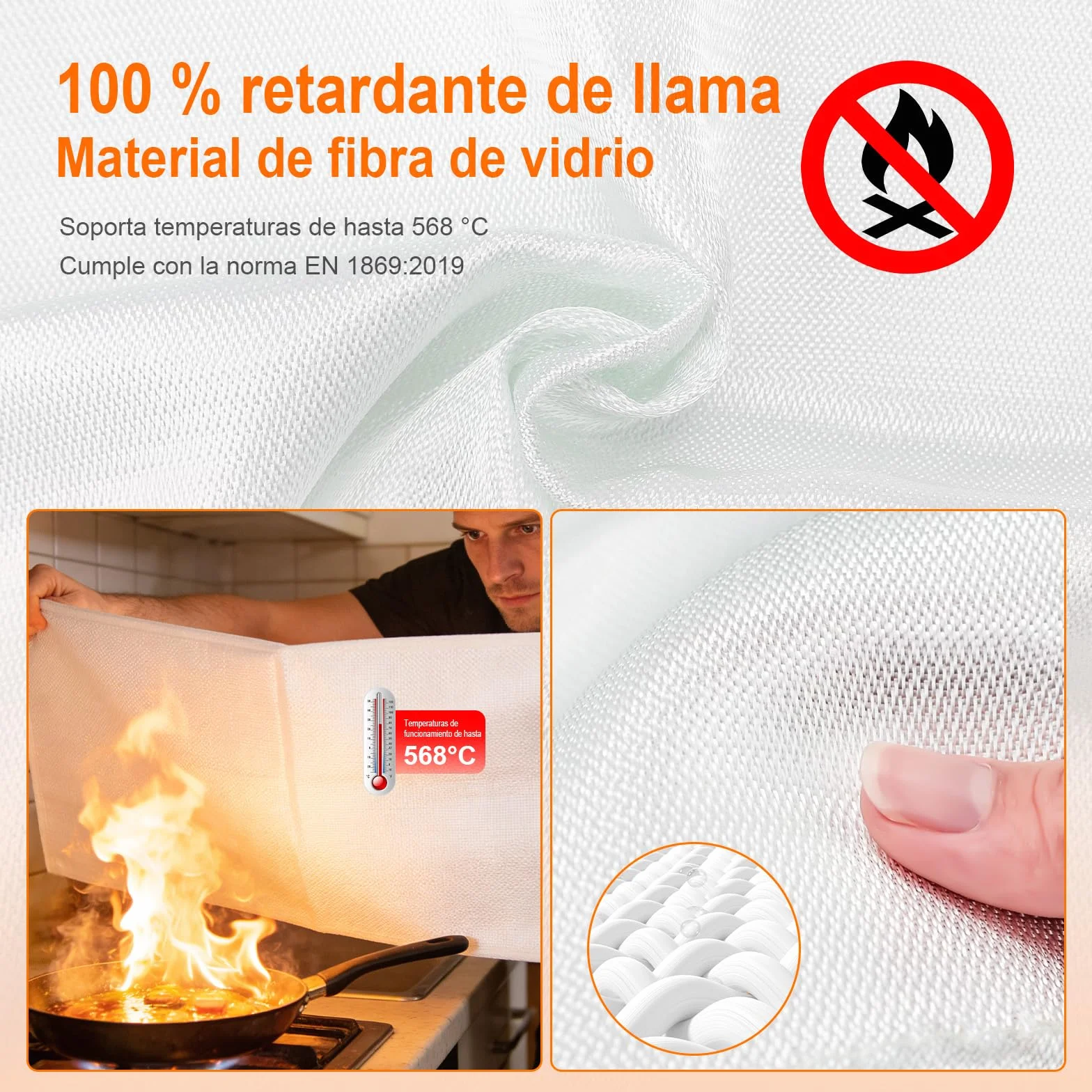 GRIFEMA GA3001 Koc ognioodporny 100 x 100 cm EN 1869:2019 Fire Blanket Kitchen Nadaje się do domów, pojazdów, biur, grilli na świeżym powietrzu, kominków i magazynów.