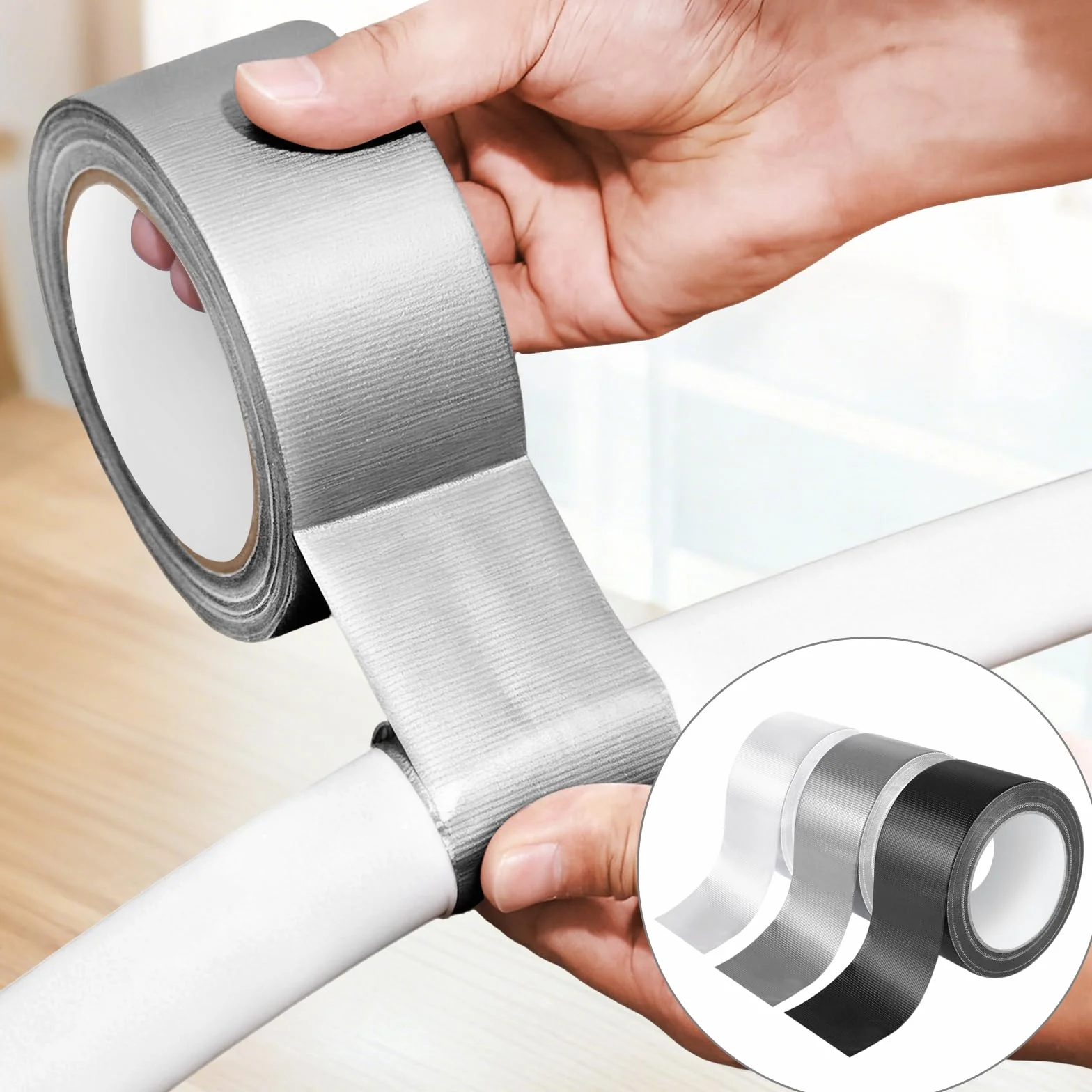 3 rolki taśmy pancernej, 48 mm x 19 m, wodoszczelna taśma naprawcza 230μ, taśma z tkaniny, czarna taśma klejąca do użytku wewnątrz i na zewnątrz, do domu, ogrodu, na plac budowy