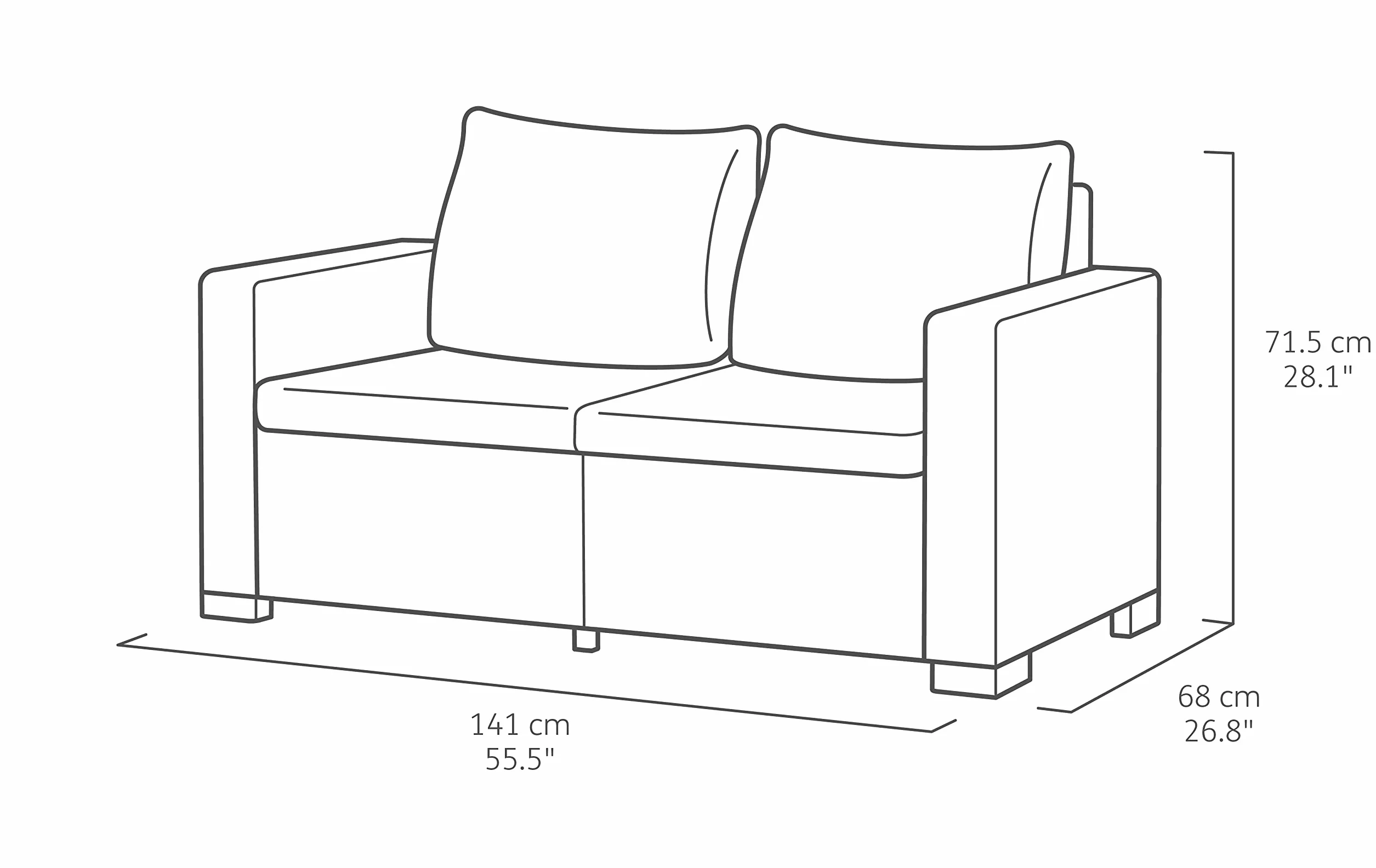 Allibert California Sofa Ogrodowa Panama Cool Grey 141 x 68 x 72 cm