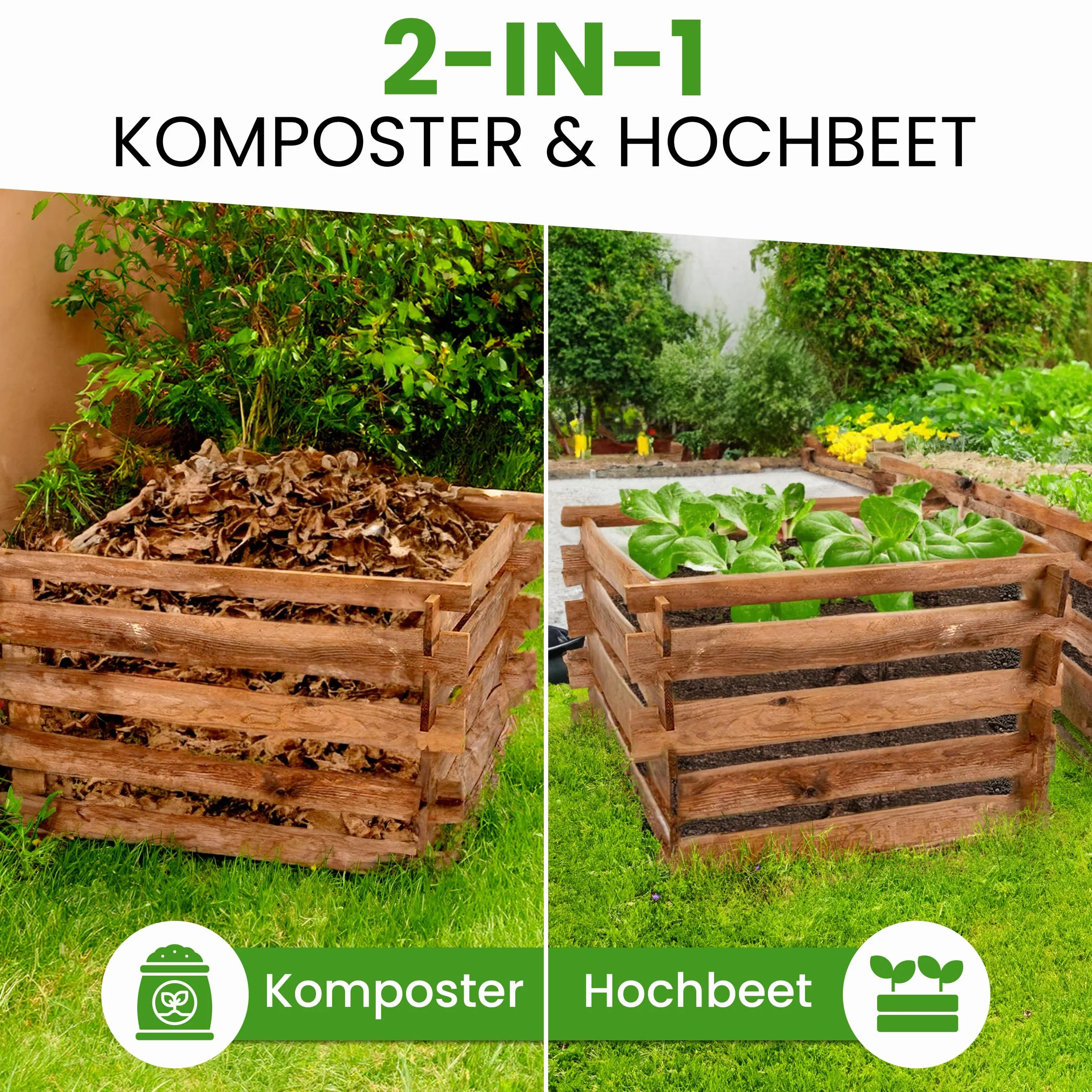 Gartenwelt Riegelsberger Drewniany kompostownik z sosny brązowej 120 x 120 x 70 cm