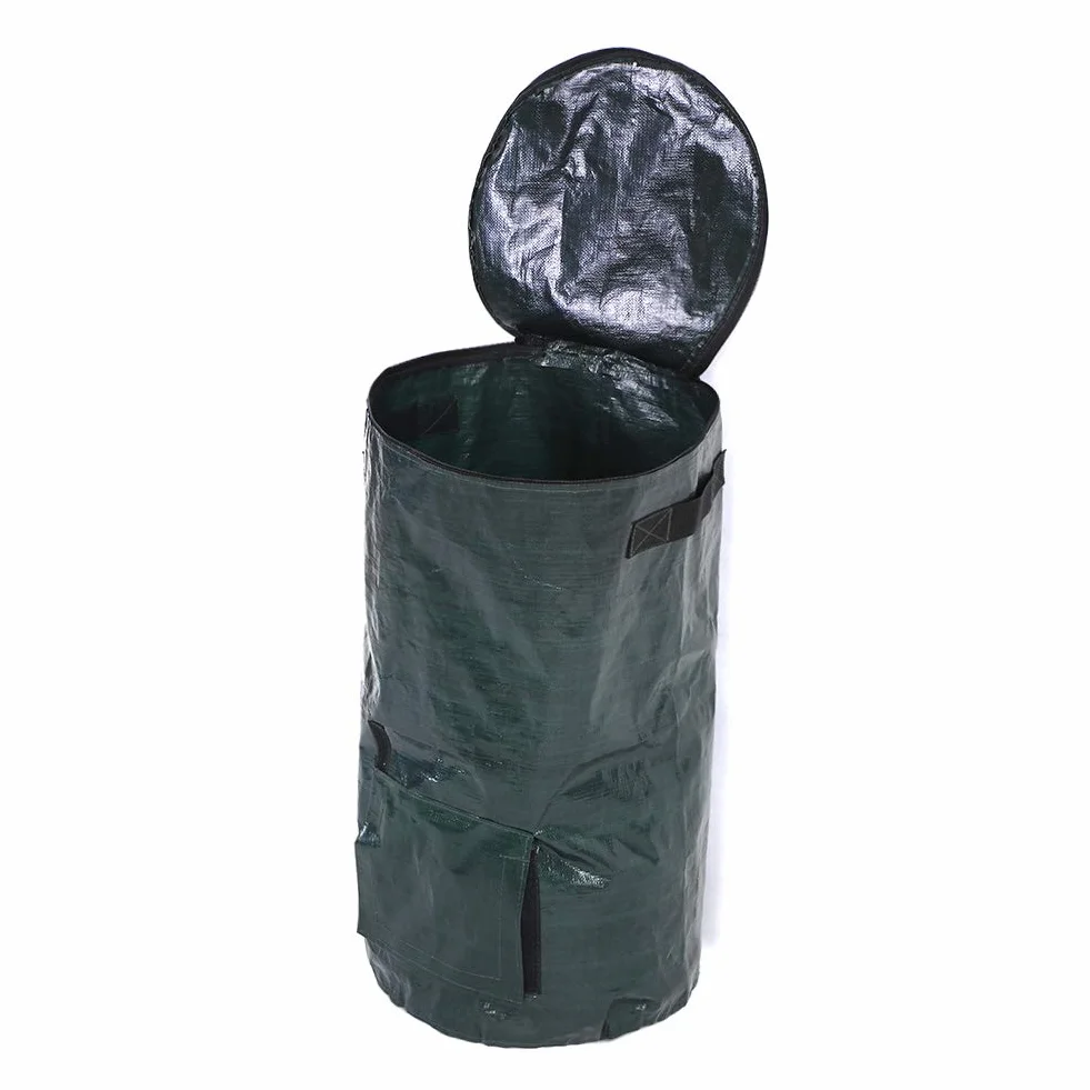 Worek na odpady ogrodowe, kompostownik PE z tworzywa sztucznego, termokompostownik do kuchni i odpadów ogrodowych, do ogrodu kompostowego (45 x 80)