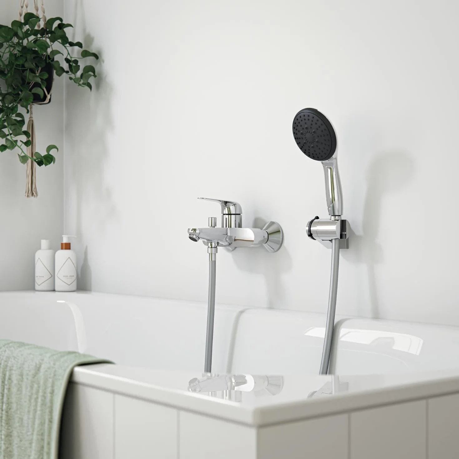 GROHE Swift 24335001 armatura wannowa (z ogranicznikiem temperatury, z narzędziem montażowym, trwała powierzchnia), chrom,