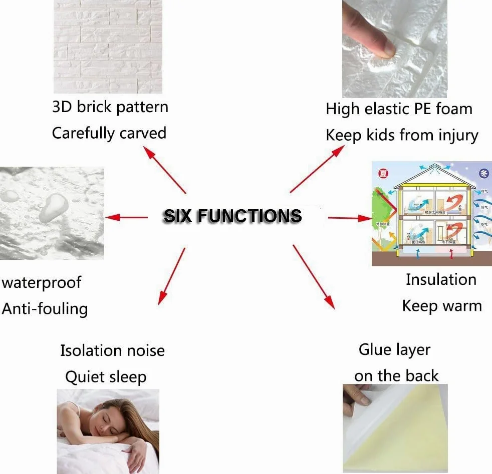 Panele ścienne 3D, 24 szt., tapeta 3D, cegła, pianka PE, samoprzylepne płytki ścienne, wodoodporne naklejki ścienne do sypialni, salonu, dekoracja ścienna, 24 szt., białe