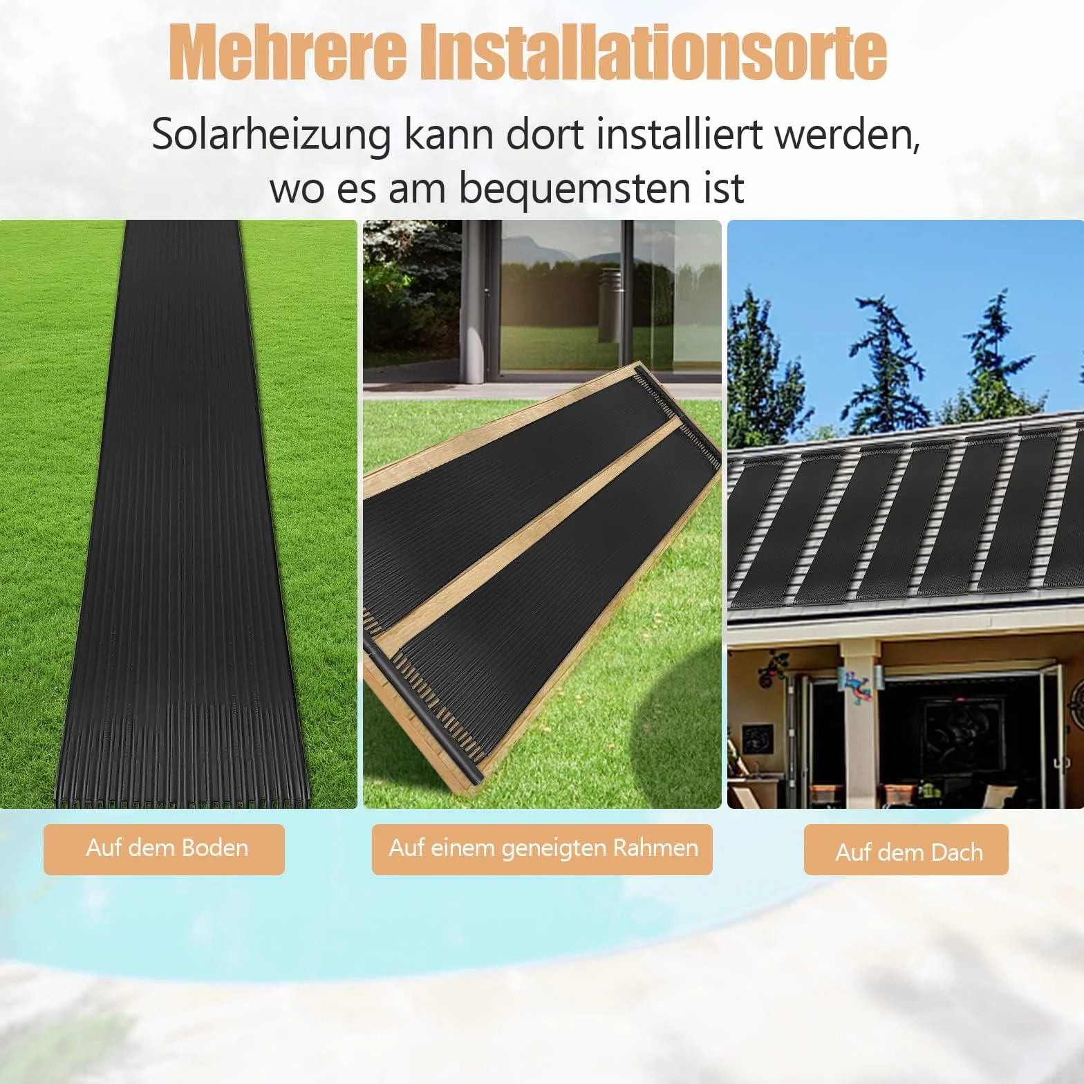 FANTASK kolektor solarny ogrzewanie basenu 600 x 75 cm UV PE do 25800 l czarny