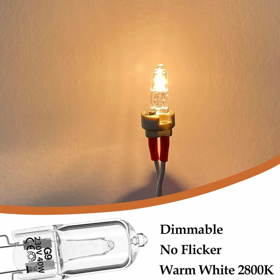 Żarówka G9, 10 sztuk, 40 W, 230 V, 2900 K, 480 lm, możliwość ściemniania, ciepła biel, G9, lampa halogenowa, odpowiednia do piekarnika, lamp sufitowych, lamp ściennych, oświetlenia szafy itd.