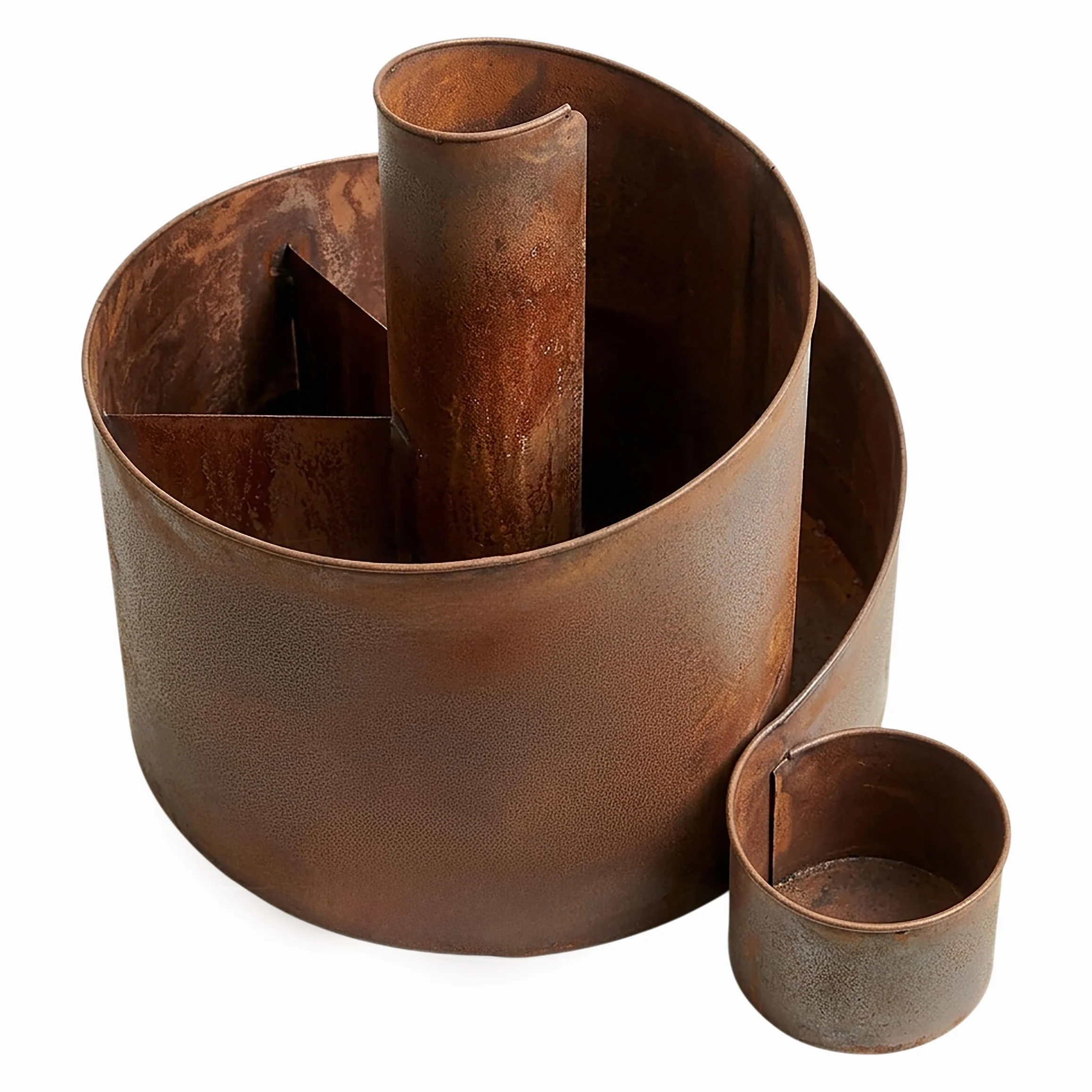 Spetebo Spirala ziołowa z żelaza Edelrost 3 poziomy 58 x 43 cm metalowy ślimak ziołowy naturalnie rdzawy 5 komór do sadzenia dekoracja ogrodowa