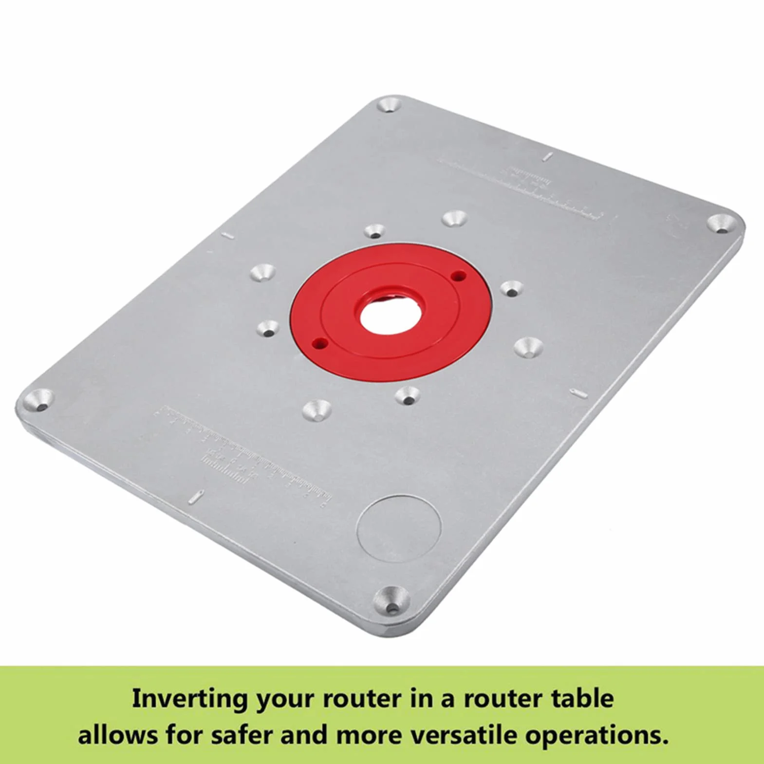 Płyta wkładana do stołu routera z kołkiem prowadzącym, pierścienie zatrzaskowe, router ze stopu aluminium, ławka do obróbki drewna, 30 x 23,5 x 0,9 cm