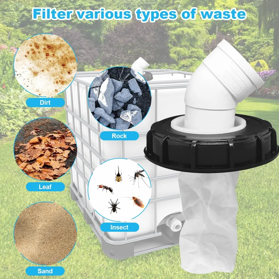 mizikuu IBC filtr pokrywy, 45°IBC, filtr pokrywy, 163 mm, nylonowy filtr wody deszczowej, zmywalny, z pokrywką, pokrywa filtra IBC, z łukiem, filtr IBC, akcesoria do zbiornika na wodę deszczową IBC,