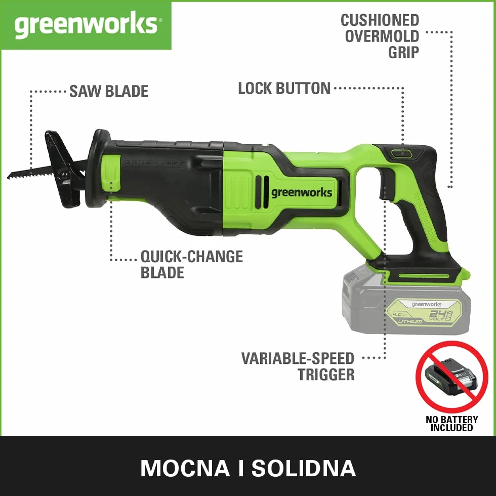 Greenworks Gd24Rs Piła Szablasta, Wielokolorowy, 24V