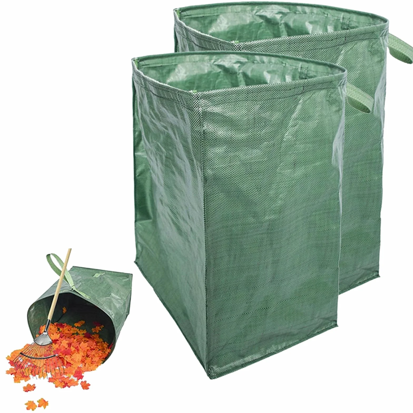 XVZ Worek na odpady ogrodowe z uchwytami, 2 x 200 l, 150 g/m², worki ogrodowe na odpady ogrodowe, worki na liście, liście, liście, liście, składane, stabilne worki na odpady ogrodowe