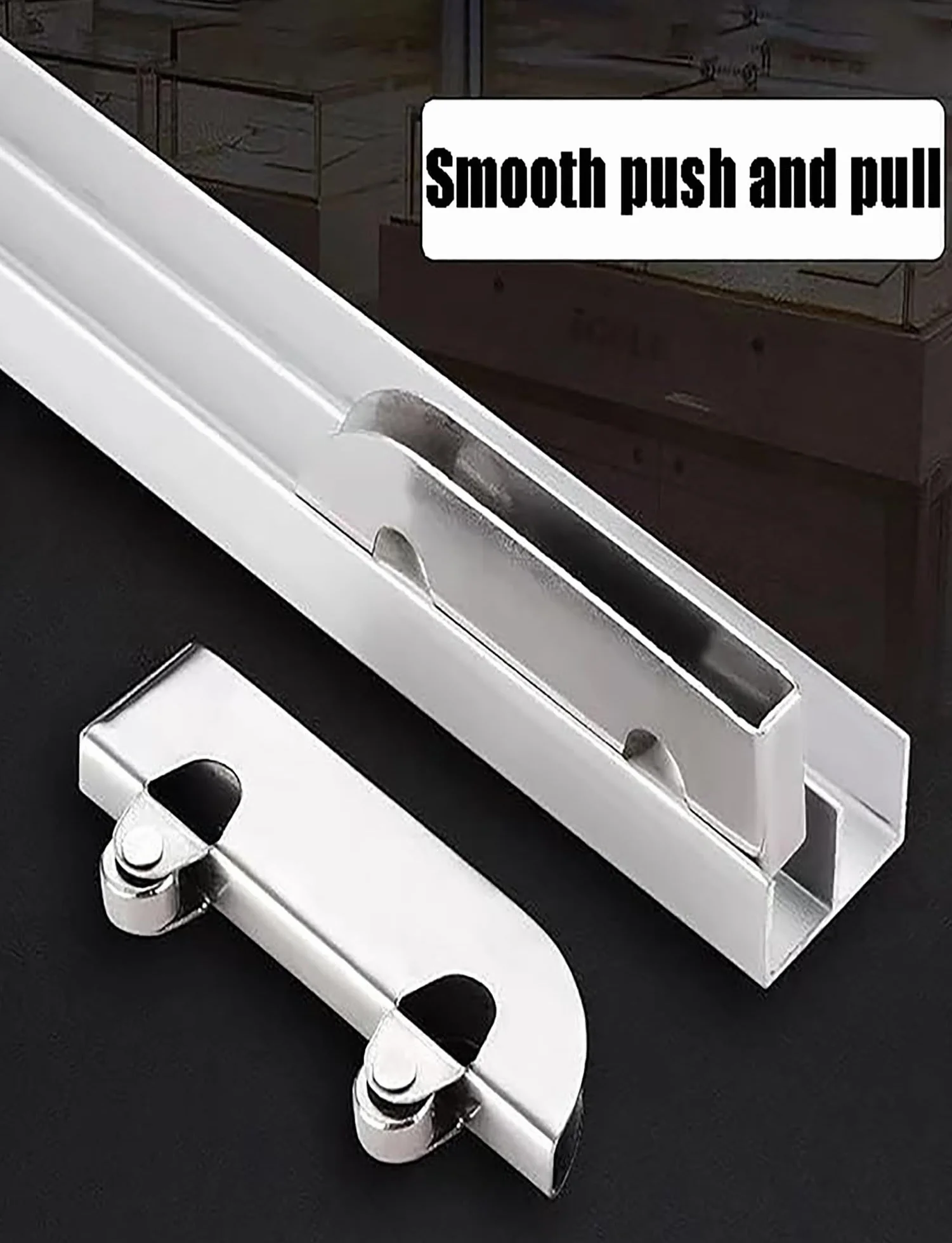 Szyna do drzwi przesuwnych ze szkła akrylowego, pogrubiona podwójna szyna do szkła 5-8 mm, akcesoria do kół szynowych ze stopu aluminium do witryn wystawowych