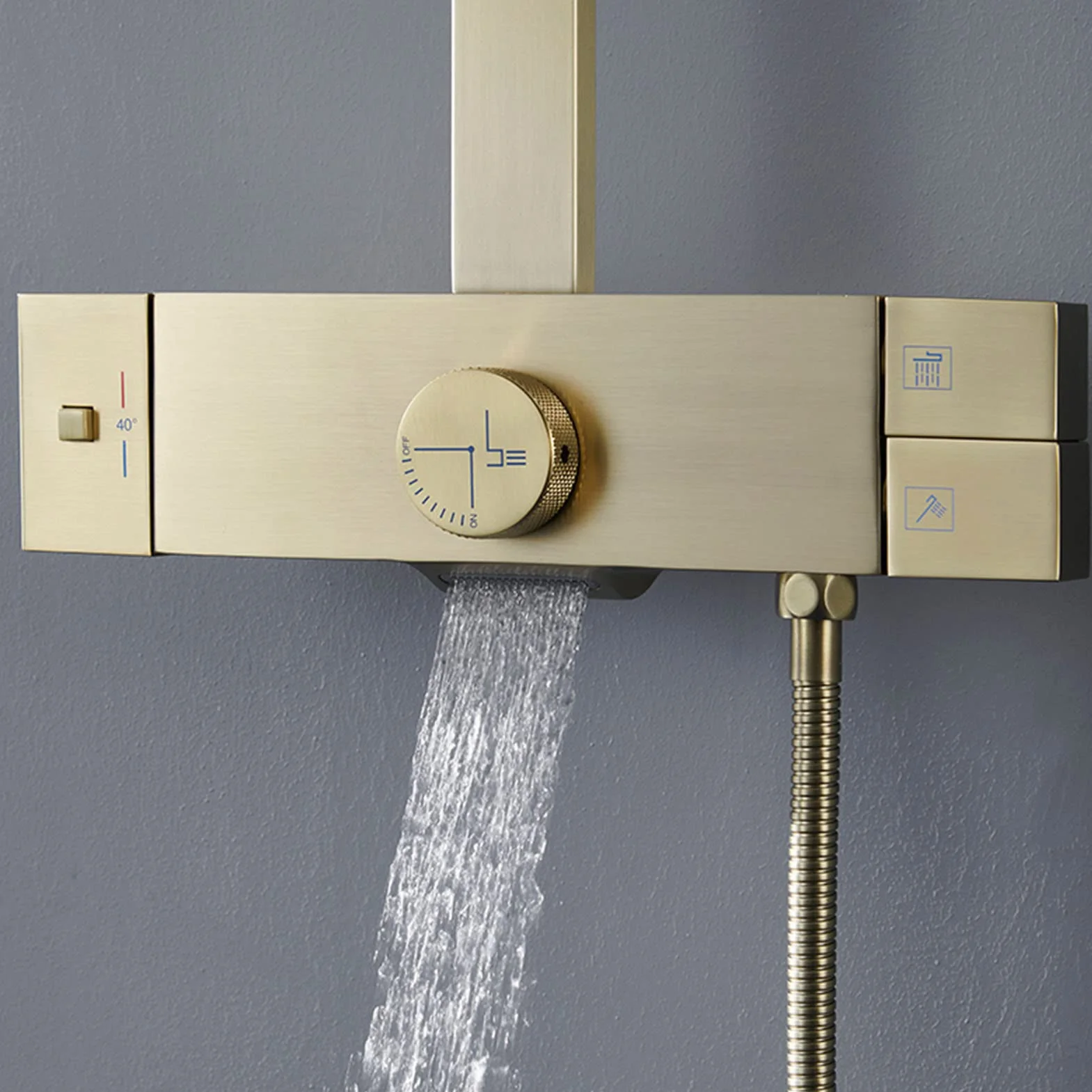 MOCHAMIK Brushed Zestaw termostatycznej baterii prysznicowej do montażu na ścianie deszczownica z uchwytem natryskowym bateria wannowa z natryskiem elegancki sprzęt łazienkowy do spa