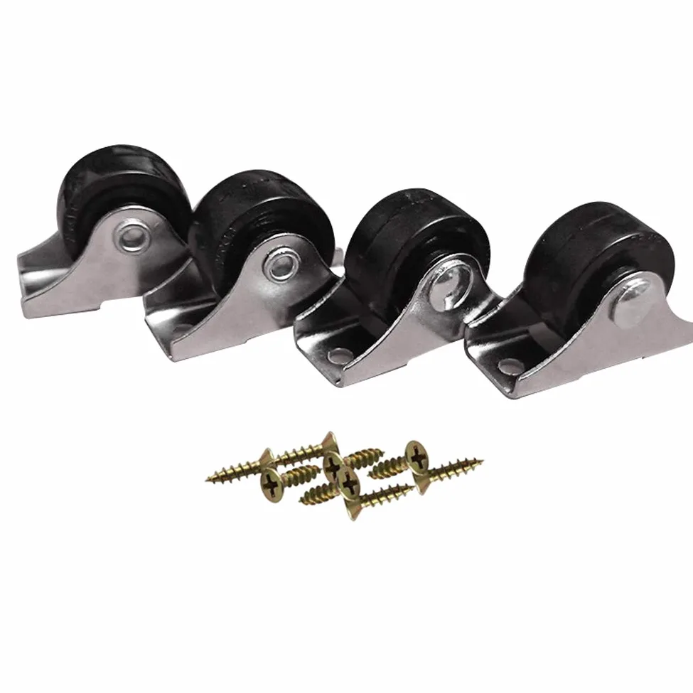 Kołka wyciągane Kołka ciężkie, Zestaw 4 mini kółek PU z płytą stałą, wielokolorowe, 1 cal(Black)