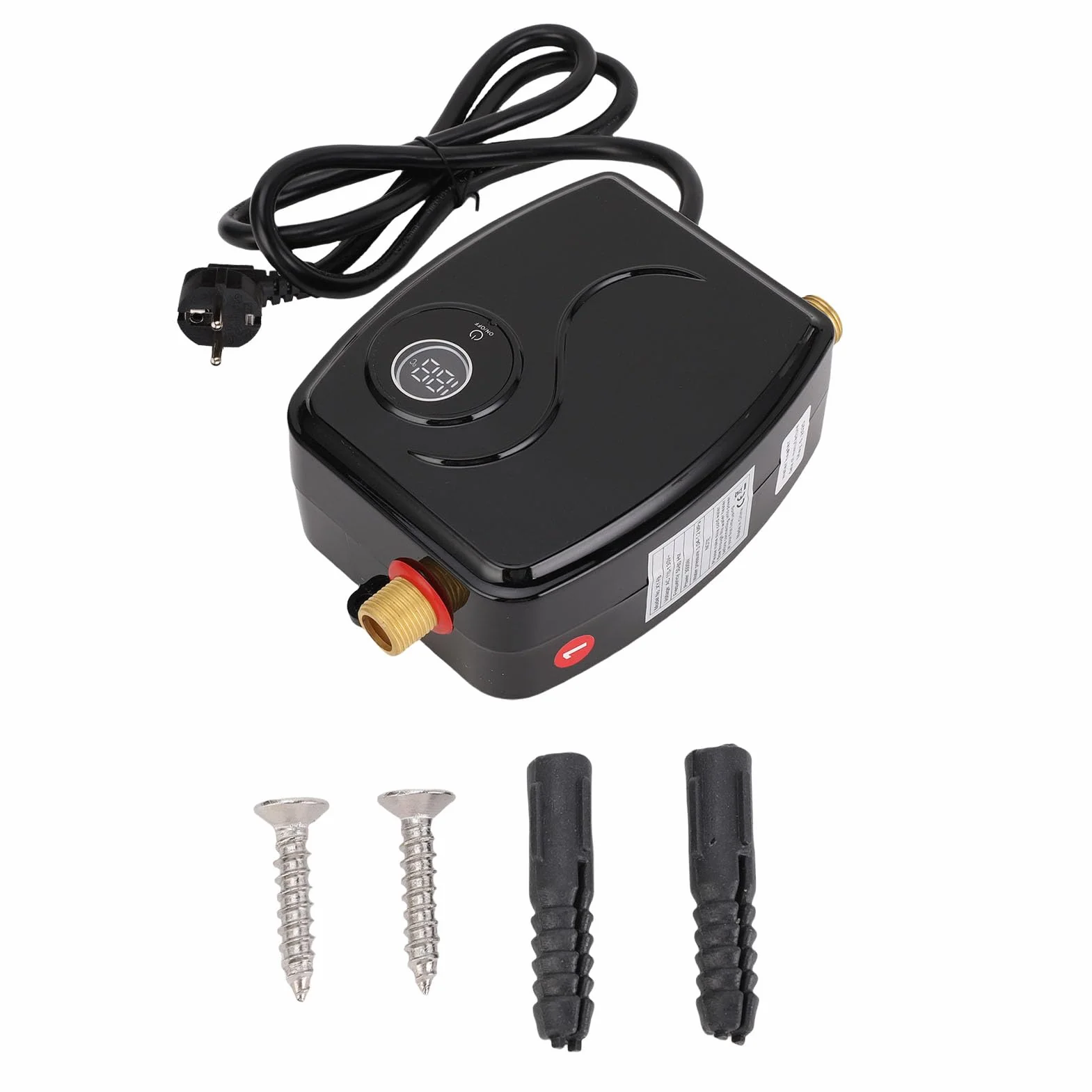 Eujgoov Podgrzewacz Wody 3000W, Mosiężny Wlot i Wylot, Scretarz Dotykowy Mini Podgrzewacz Wody do Domu, łazienki, RV, IPX4, Dotknij 0,04-1.2mpa (Wtyczka UE 220V)