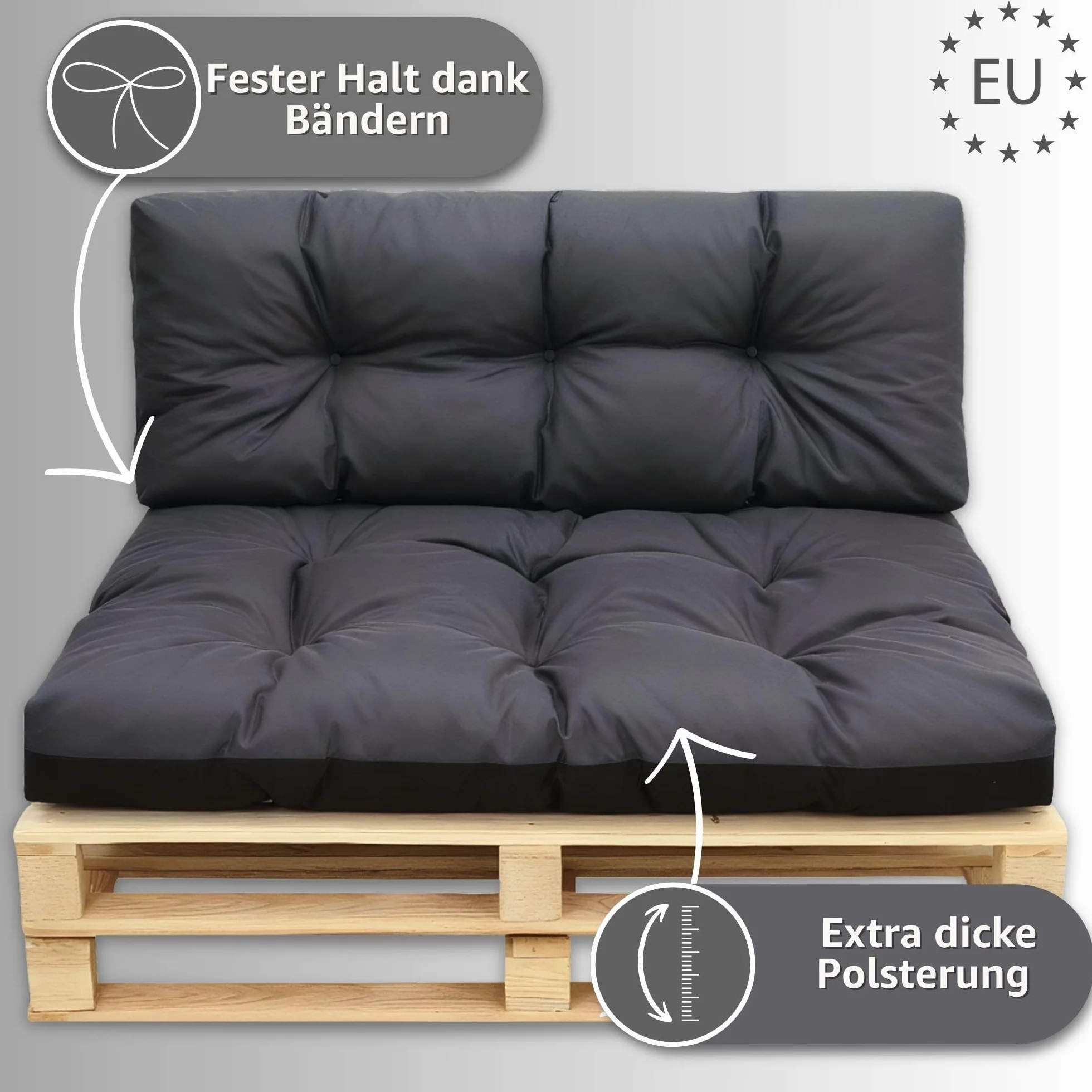 Poduszka ogrodowa na paletę jeans przecierany 40x120 czarny poliester Wigofil