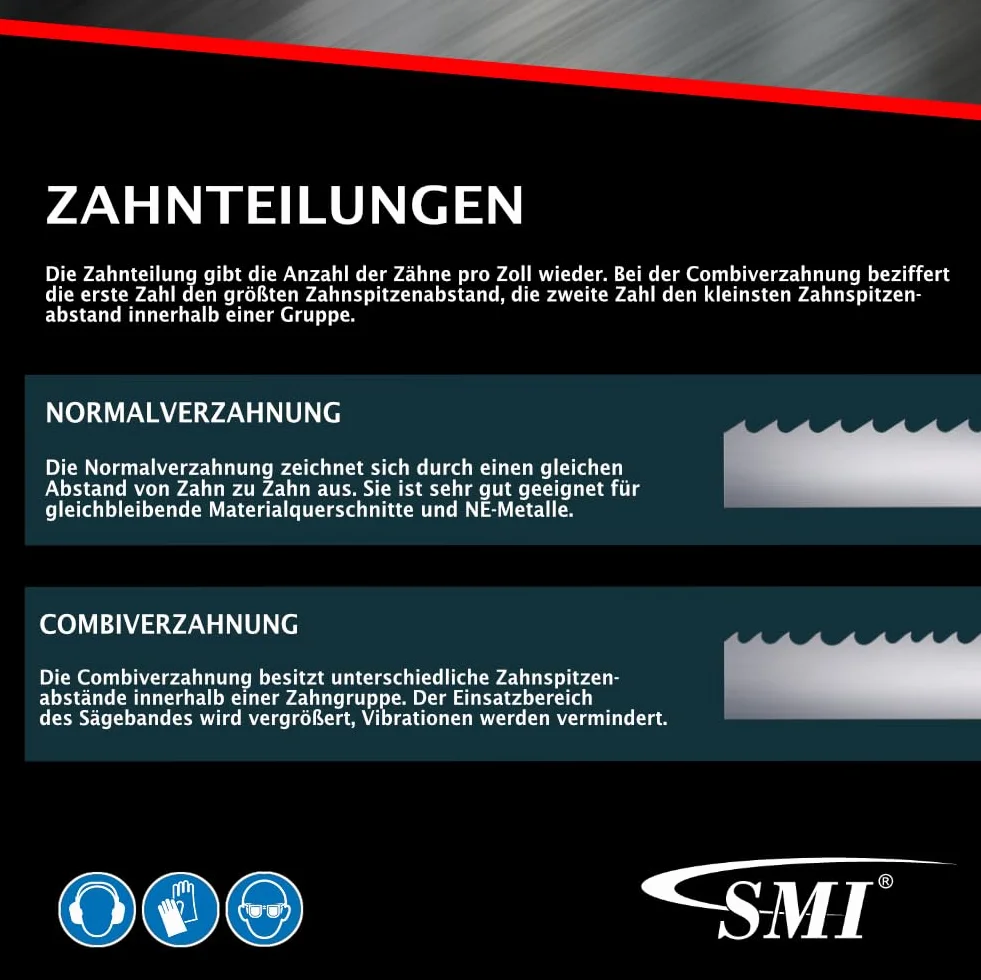 SMI 2-częściowy zestaw brzeszczotów do piły taśmowej bimetal M 42 2450 x 27 x 0,90 mm 6/10 ZpZ np. do Carif, MEP, FMB, Thomas taśma do piły