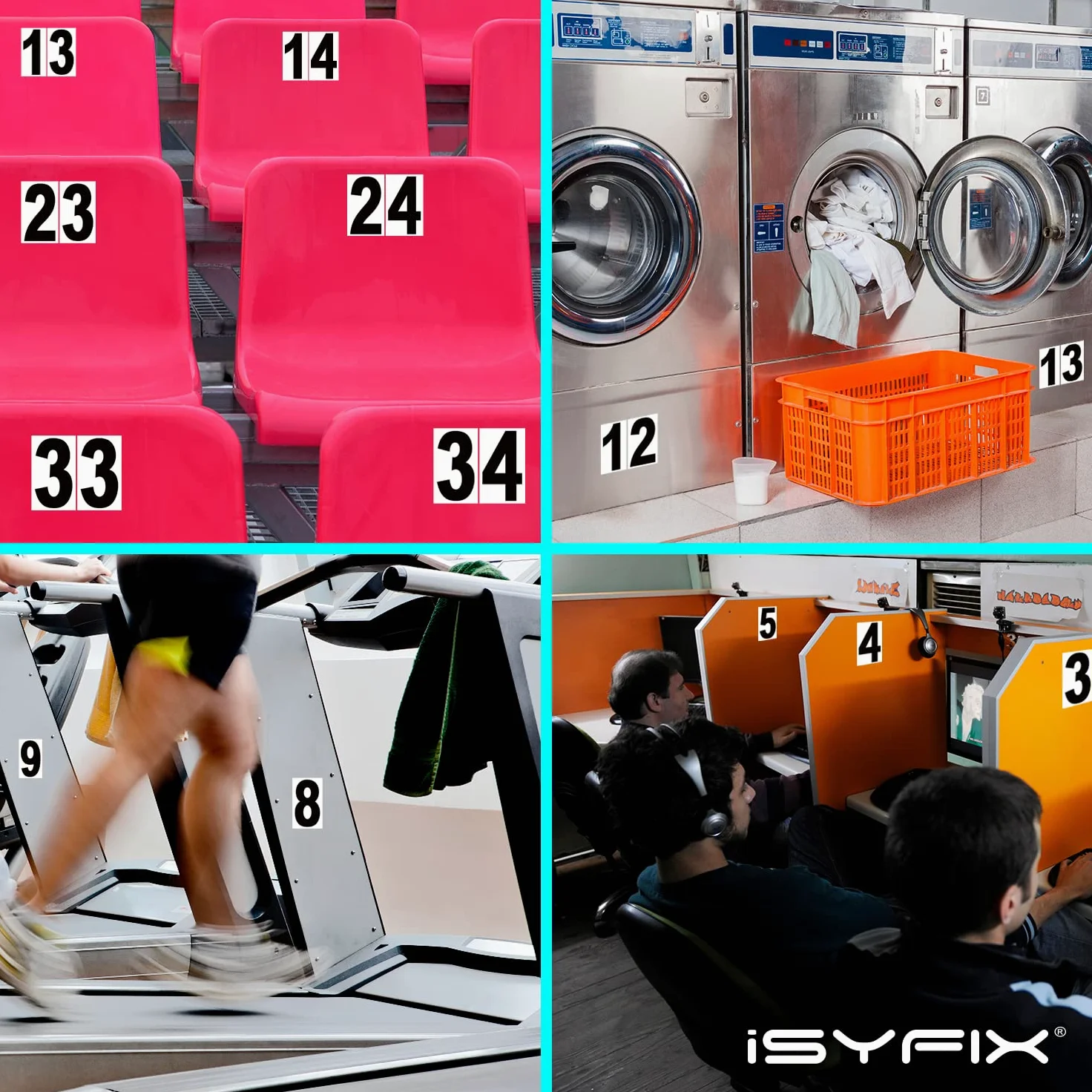 iSYFIX Czarne winylowe naklejki z cyframi - 15 cm samoprzylepne - 2 zestawy - kalkomania premium z białym tłem na skrzynkę pocztową, znaki, okna, drzwi, samochody, ciężarówki, dom, firmę, adres