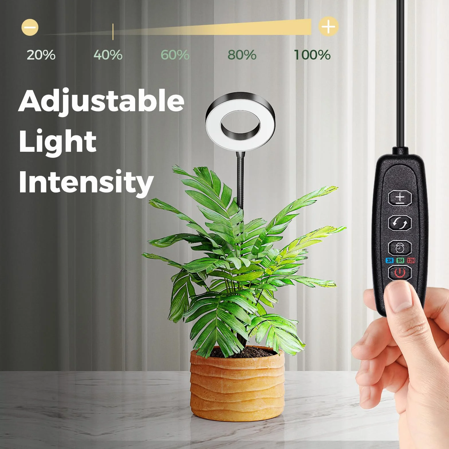 Bamworld Lampa do wzrostu roślin LED Pełne Spektrum z Timerem 5 Poziomów Jasności
