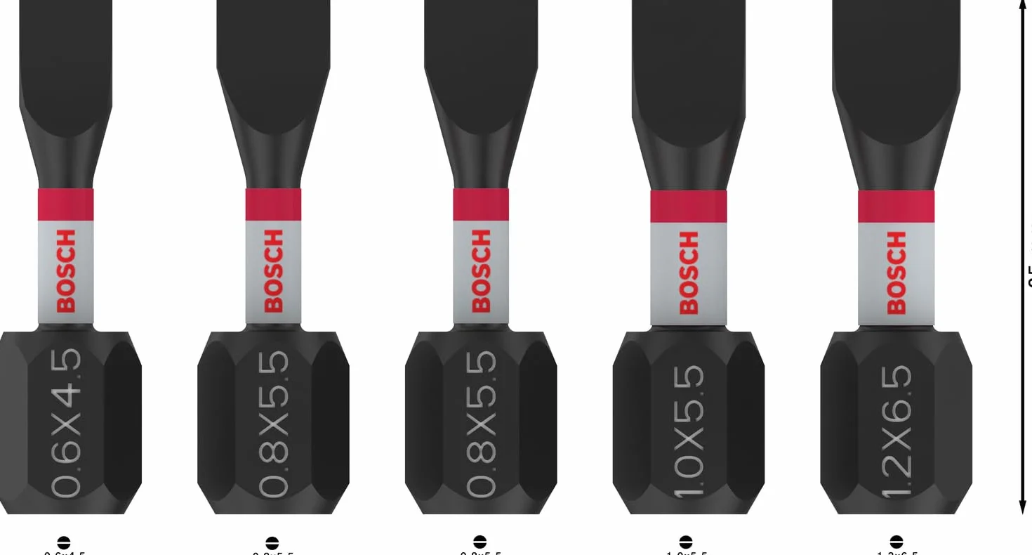 Bosch 5x Bit PRO Slotted Impact (100 x 75 mm, Professional Akcesoria Śrubokręt, Śrubokręt)