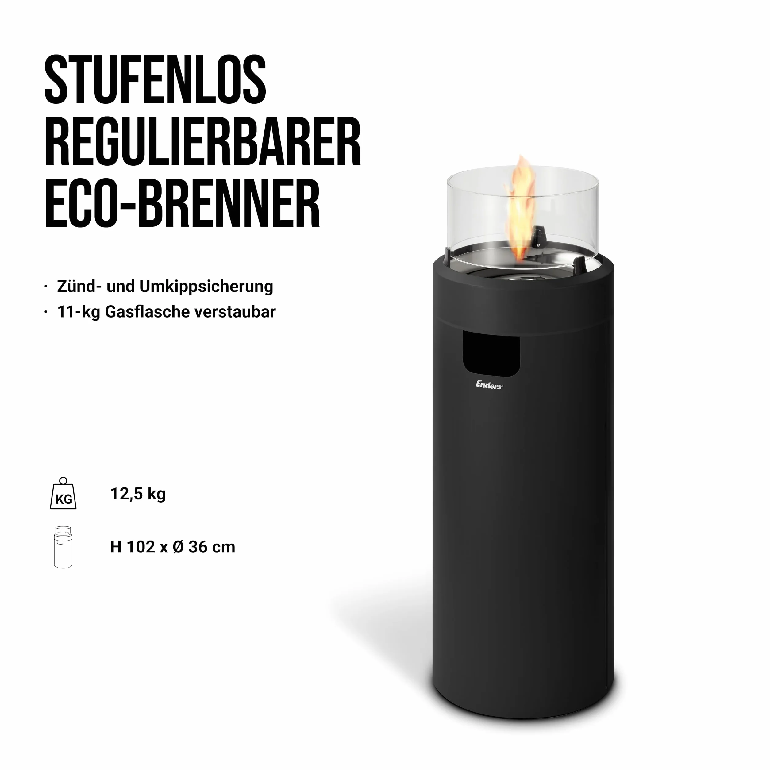 Enders Nova Led L Palenisko, Czarny/Srebrny, 224 cm