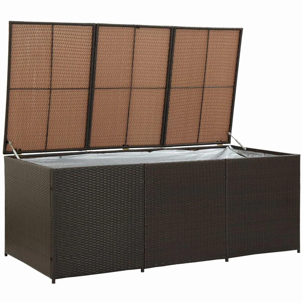 Skrzynia Ogrodowa Poly Rattan 100x50x50 cm Odporna na Pogodę z Wkładką PE